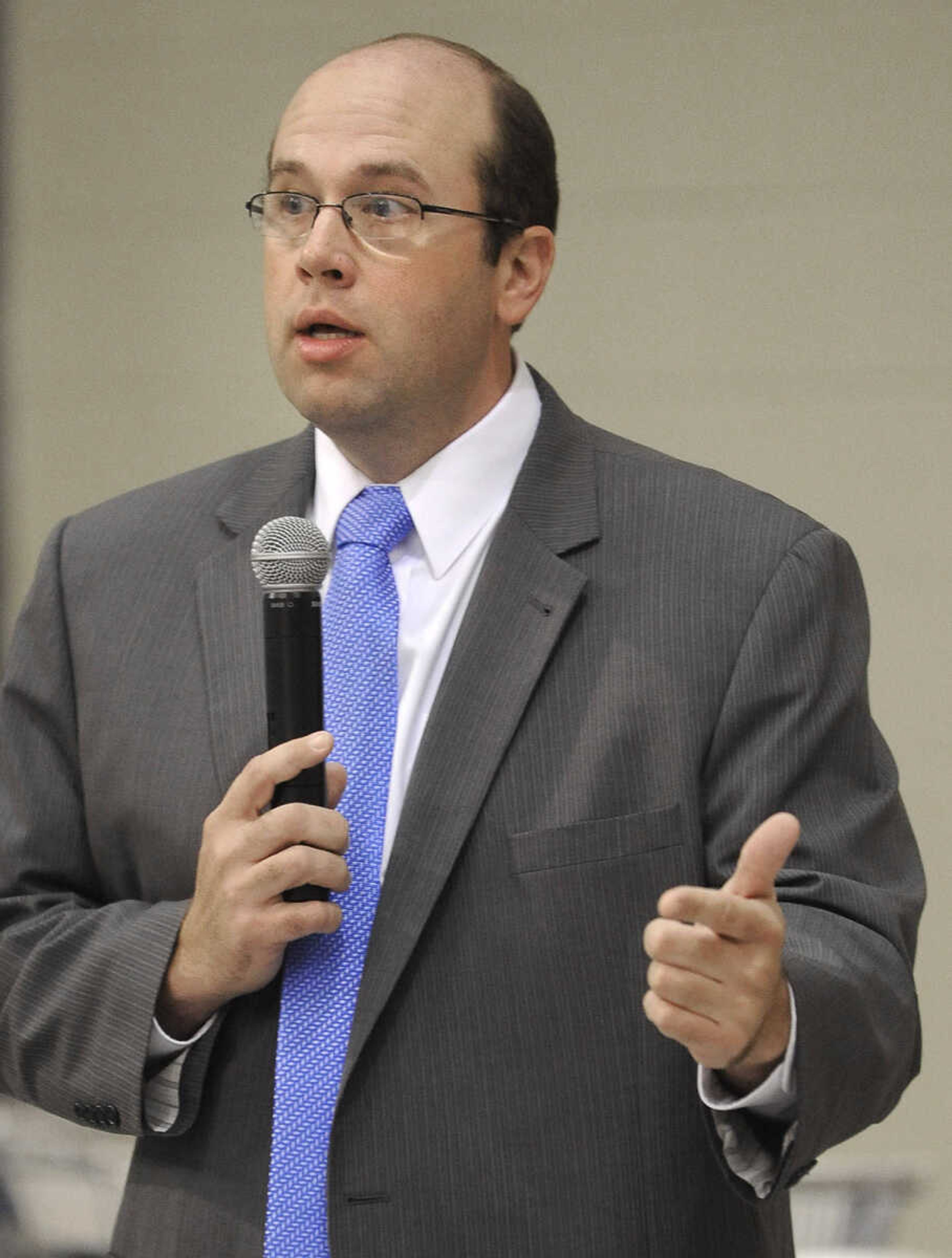 U.S. Rep. Jason Smith speaks at the Dr. Martin Luther King Jr. Memorial Breakfast Monday, Jan. 19, 2015 at the Salvation Army in Cape Girardeau.