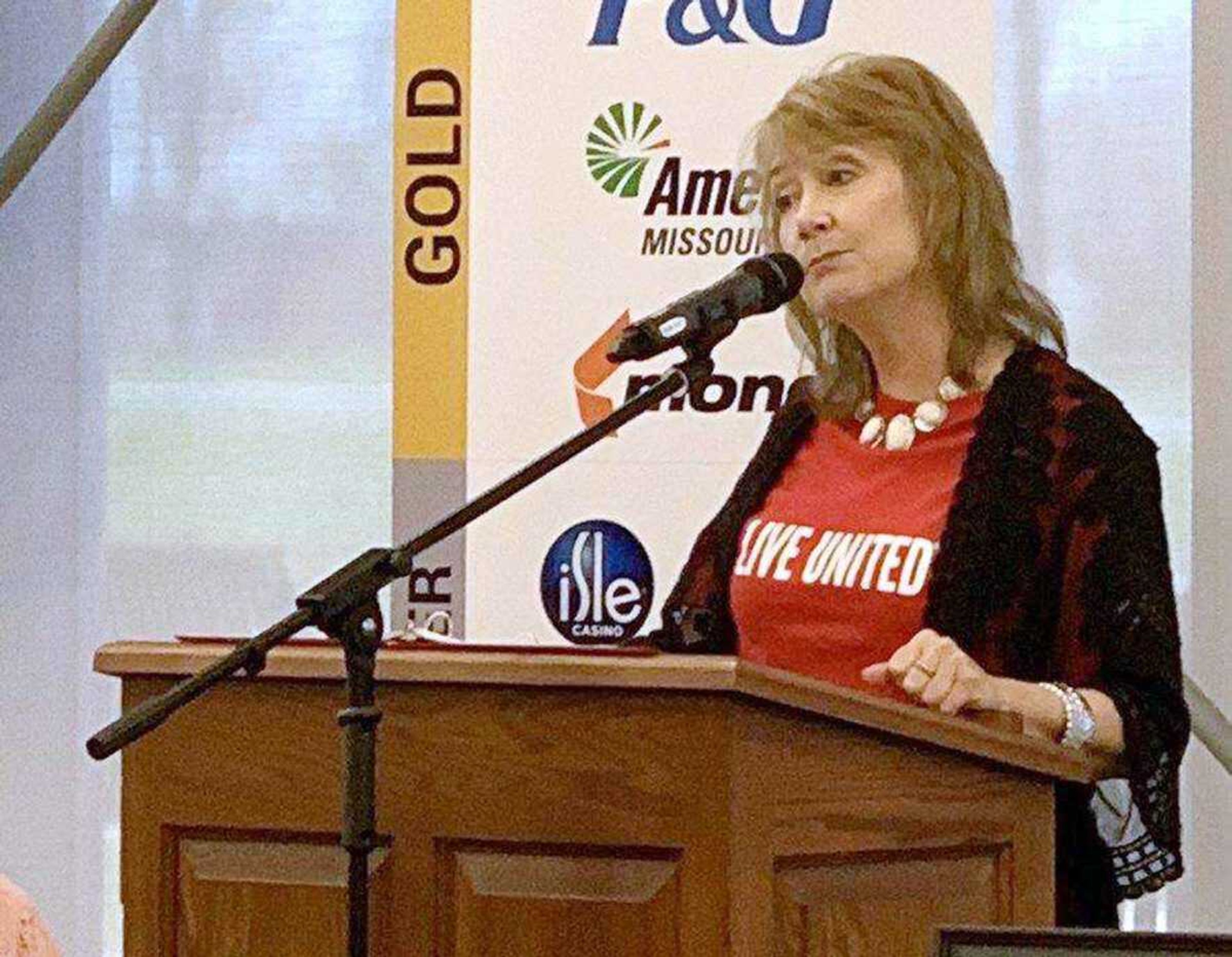 Elizabeth Shelton, United Way of Southeast Missouri executive director, is seen speaking at a 2019 event at the Jackson Civic Center in Jackson.