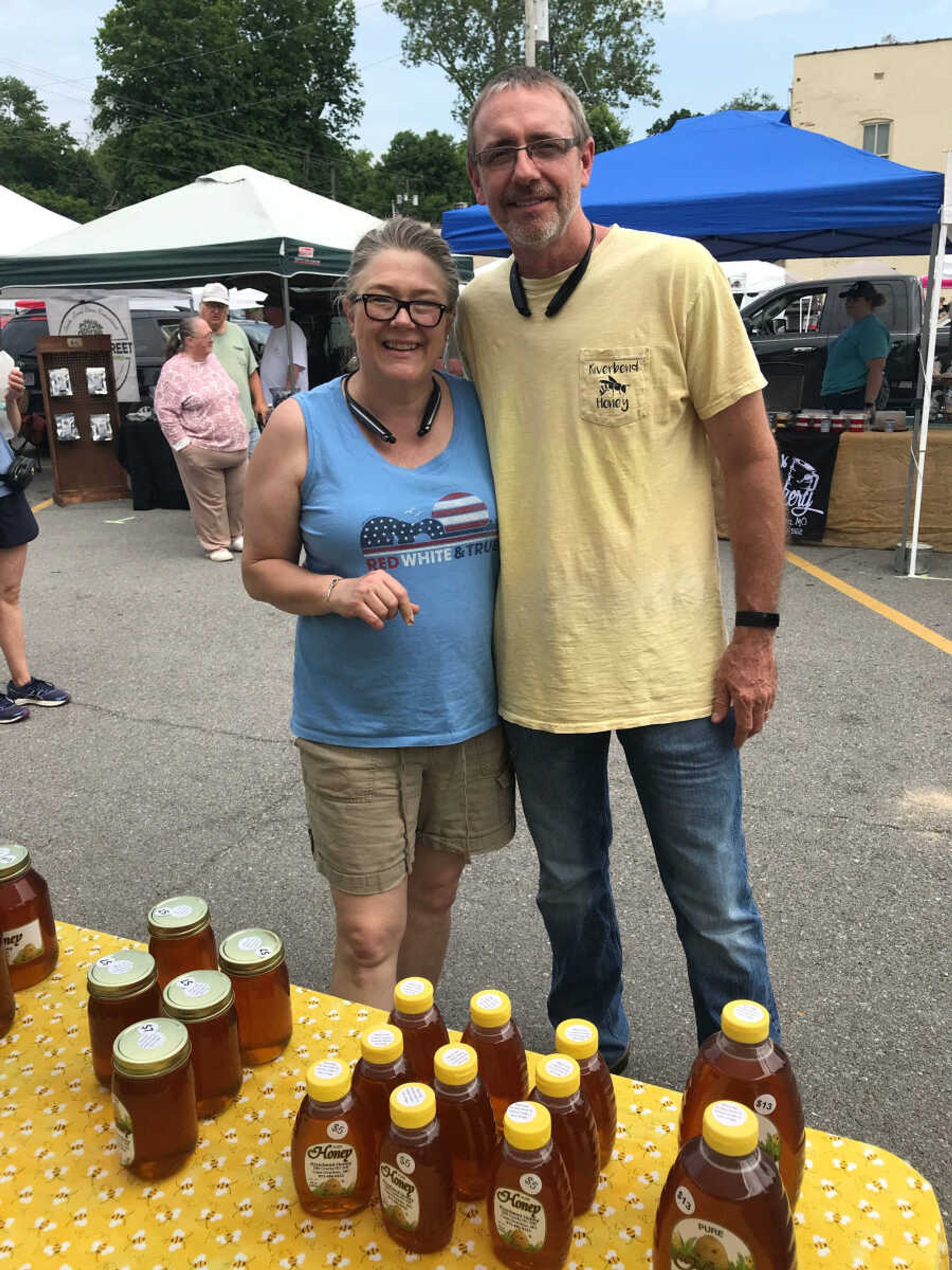 Jeff and Jamie Mayfield of Cape Girardeau have 140 to 150 bee hives and sell their honey at the Cape Riverfront Market.