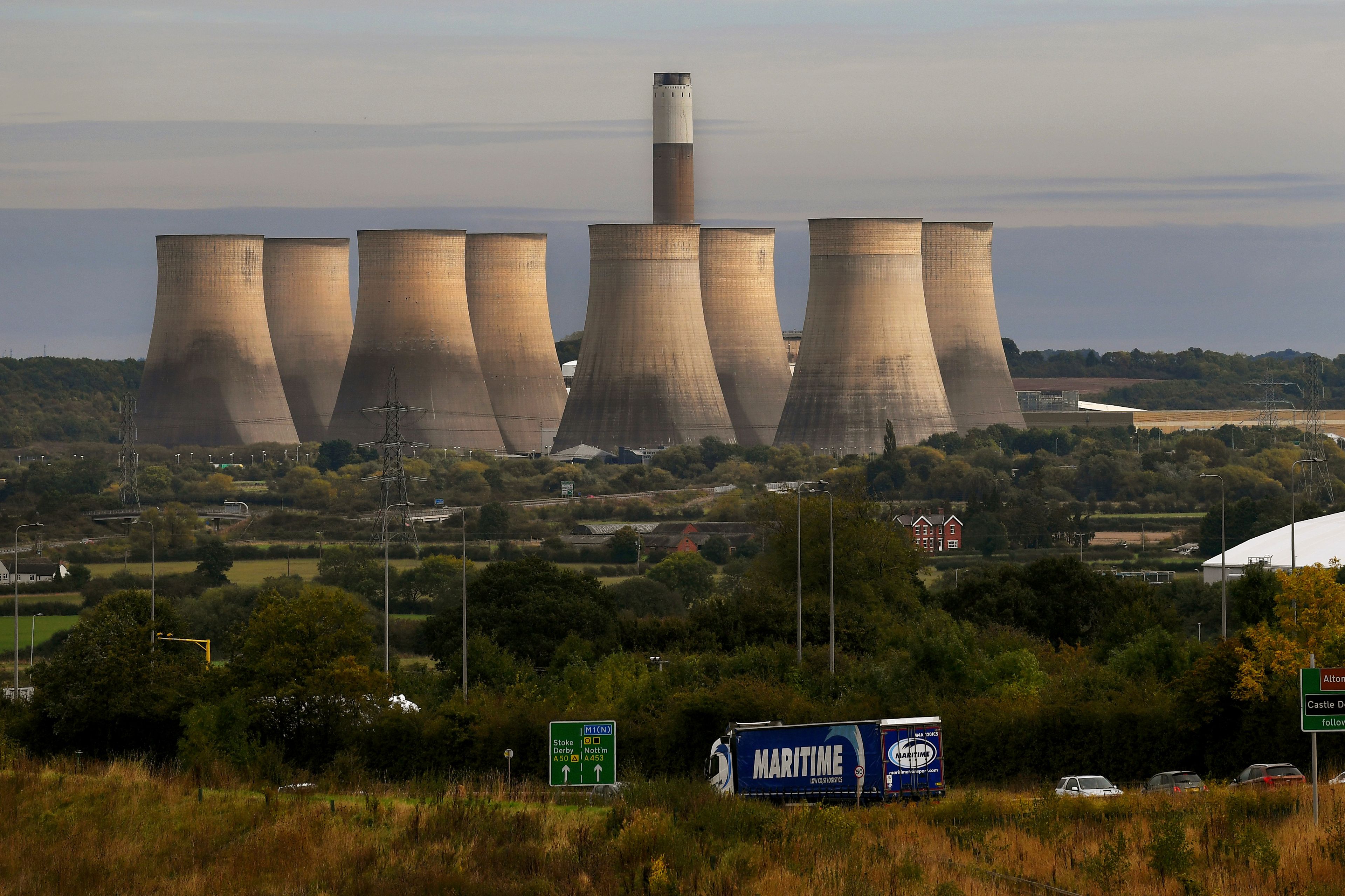 General view of Ratcliffe-on-Soar power station in Nottingham, England, Sunday, Sept. 29, 2024. The UK's last coal-fired power plant, Ratcliffe-on-Soar, will close, marking the end of coal-generated electricity in the nation that sparked the Industrial Revolution. (AP Photo/Rui Vieira)