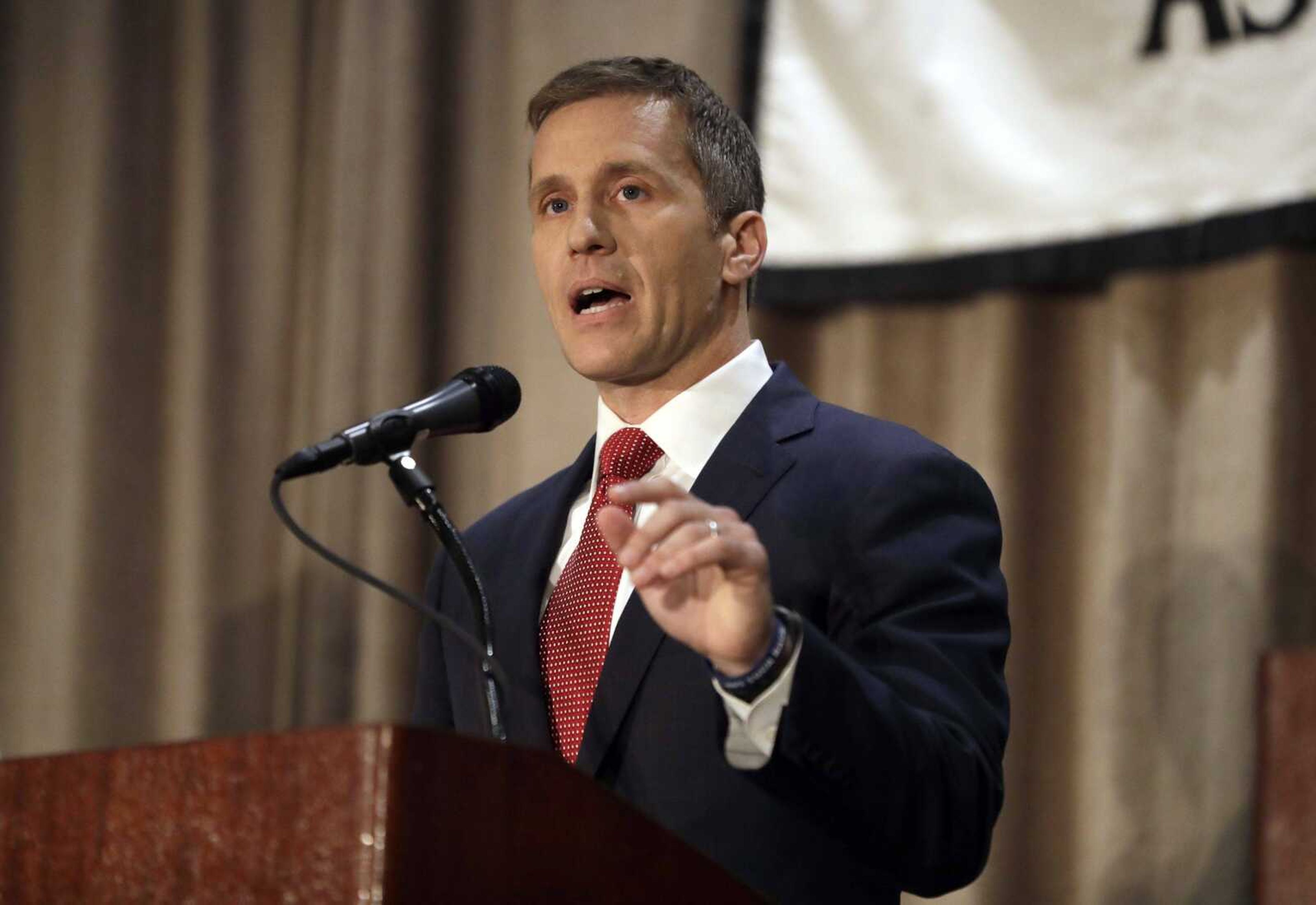 Missouri Republican gubernatorial candidate Eric Greitens speaks during the first general-election debate Sept. 30 at the Missouri Press Association convention in Branson, Missouri.