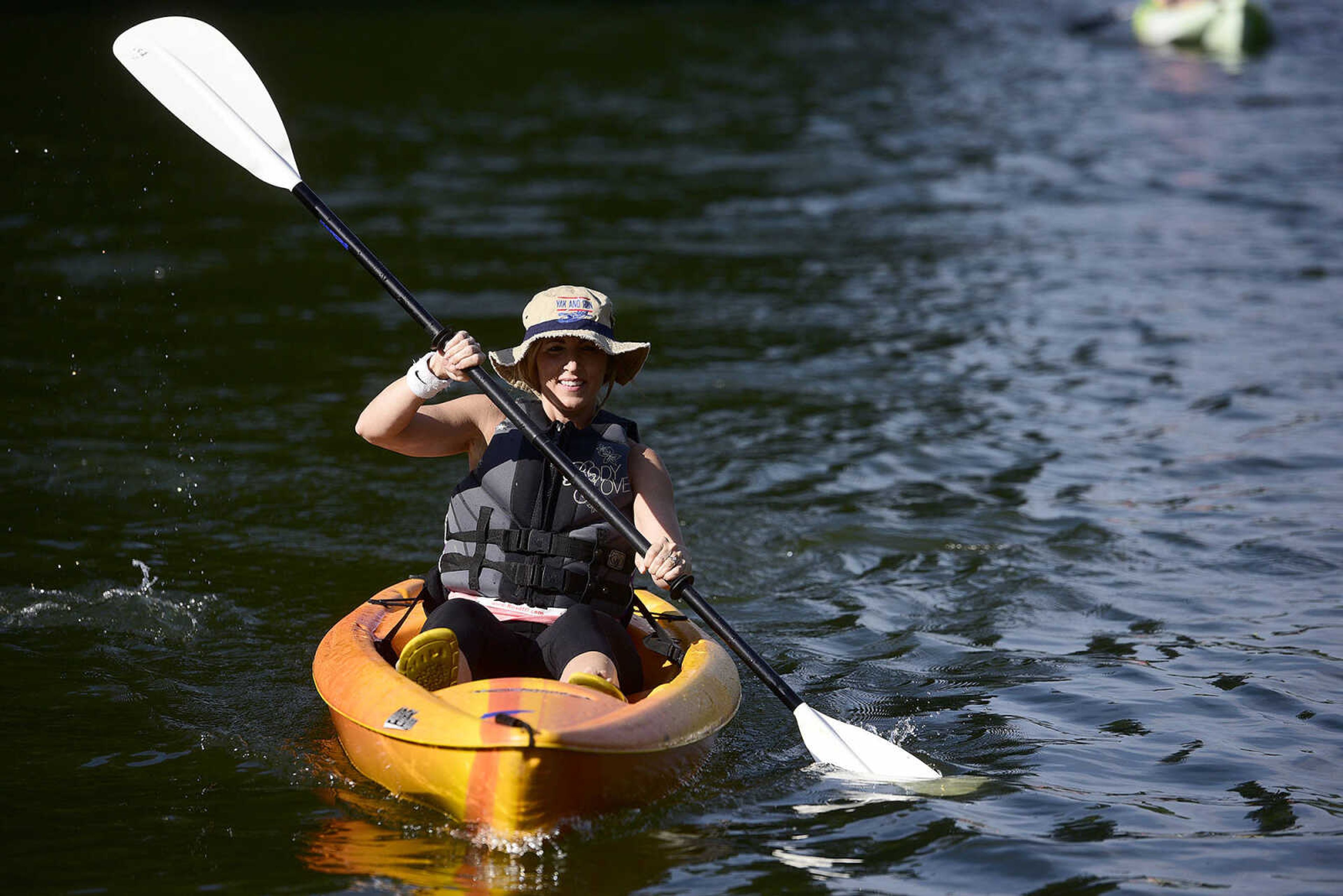 People kayak on Lake Boutin during the first ever St. Jude Heroes Yak 'n Run on Saturday, Aug. 26, 2017, at Trail of Tears State Park. All proceeds from the event support St. Jude Children's Research Hospital