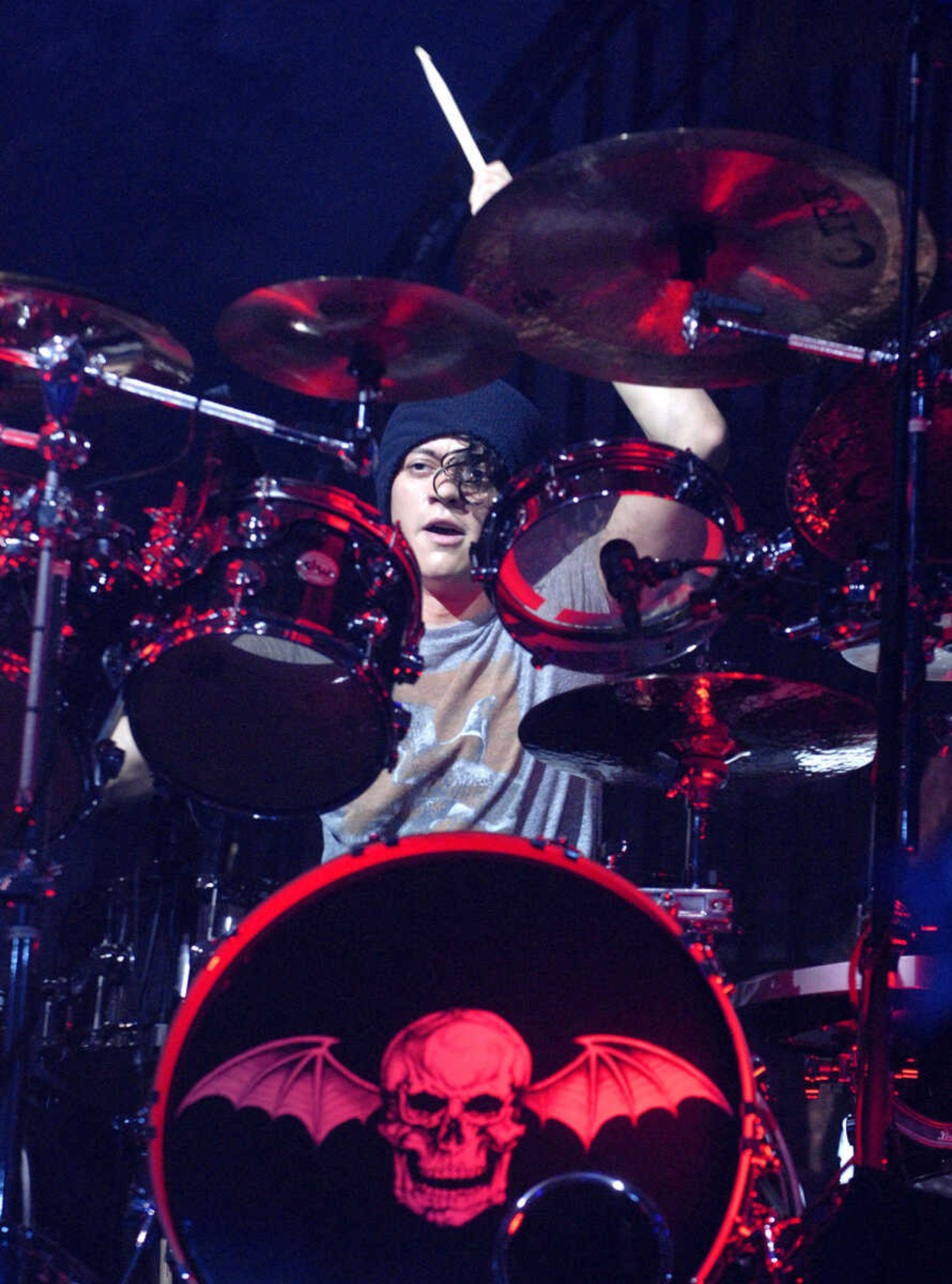 LAURA SIMON~lsimon@semissourian.com
Avenged Sevenfold performs during the "Welcome to the Family" tour at the Show Me Center Monday, April 25, 2011. Sevendust and Three Days Grace also performed during the tour Monday night.