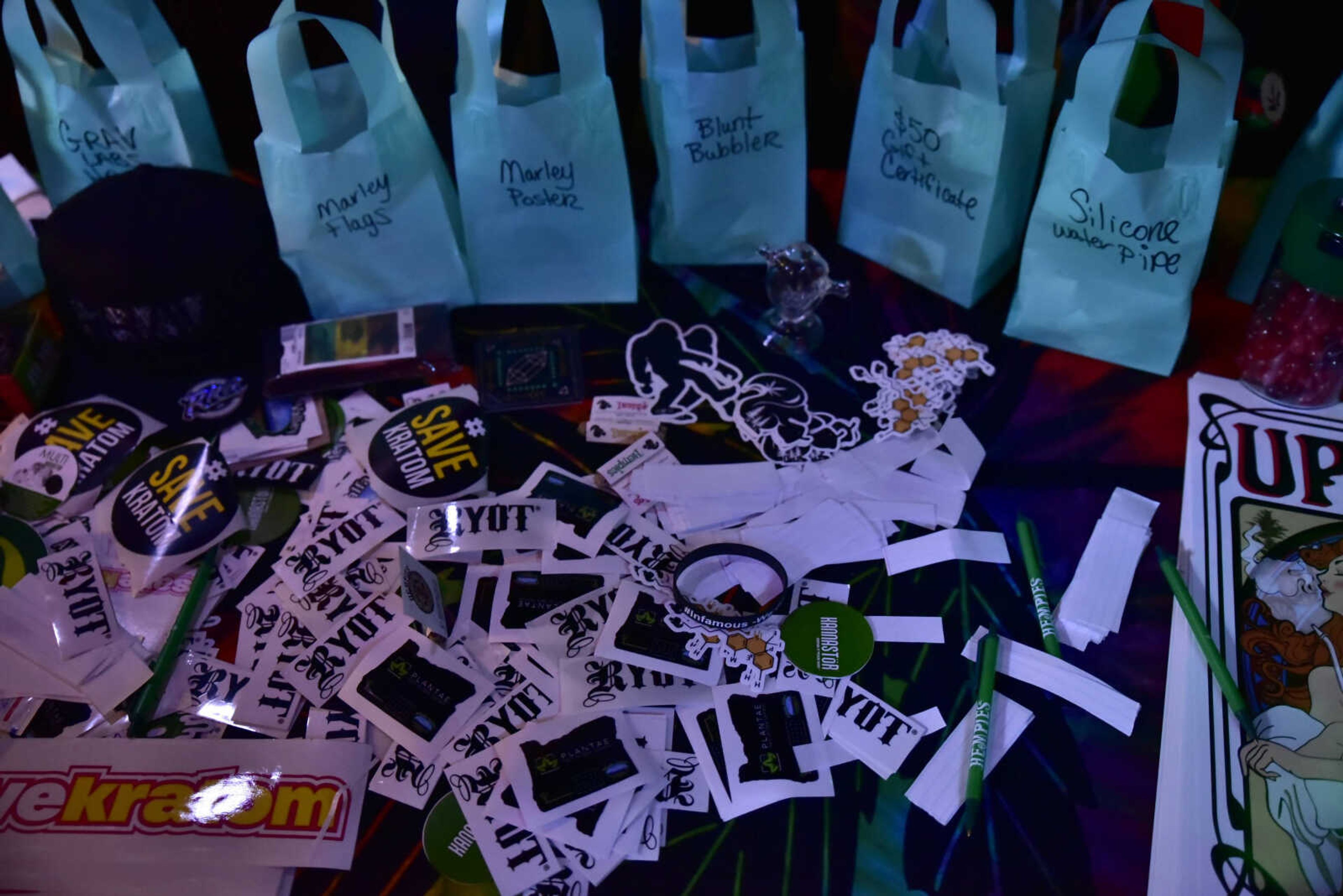 Vendor Hempies' table at the 3rd annual Bob Marley Day celebration held at Ragsdales in downtown Cape Girardeau Feb. 10, 2018.