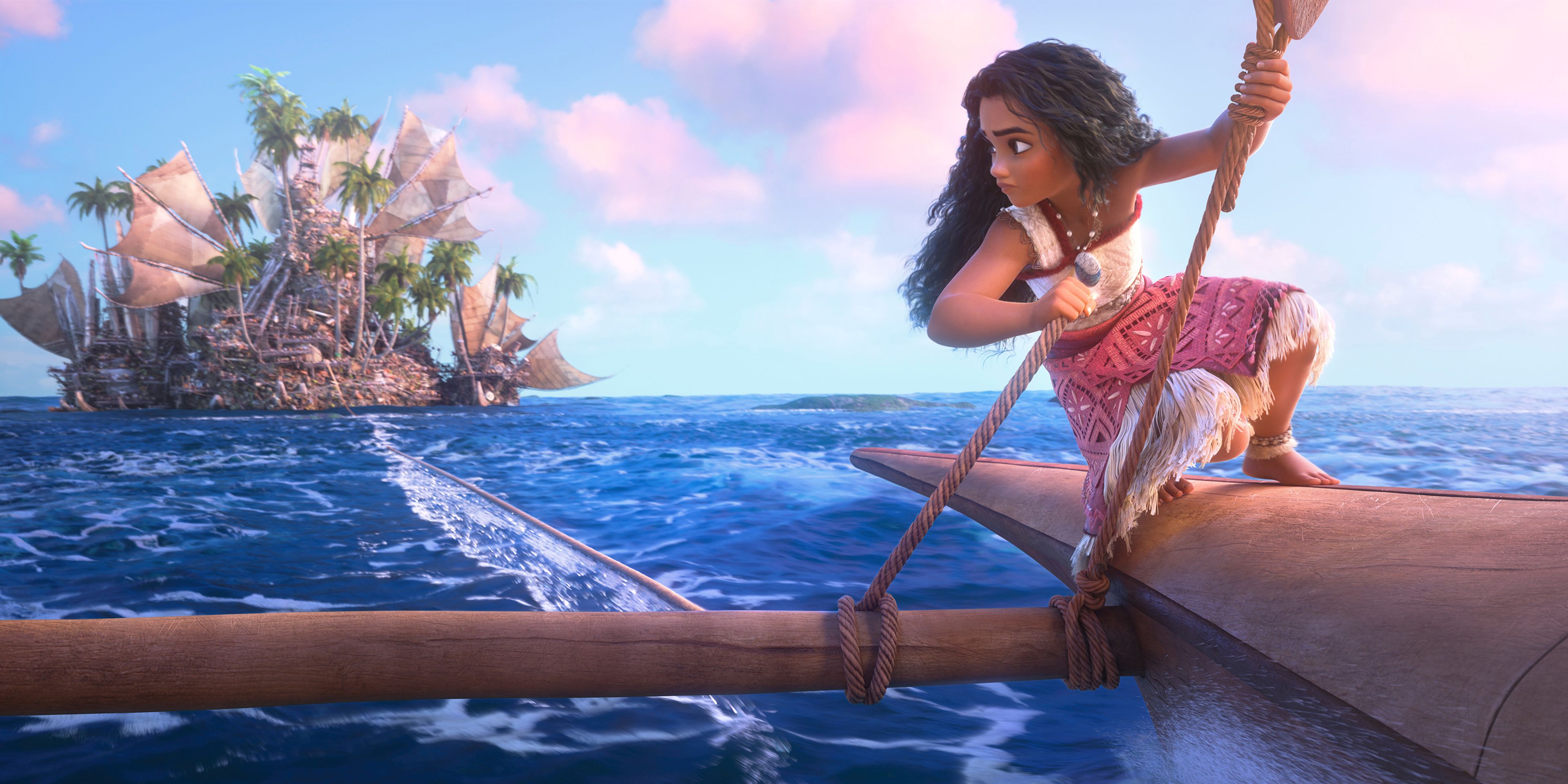 This image released by Disney shows the character Moana, voiced by Auli'i Cravalho, in a scene from "Moana 2." (Disney via AP)