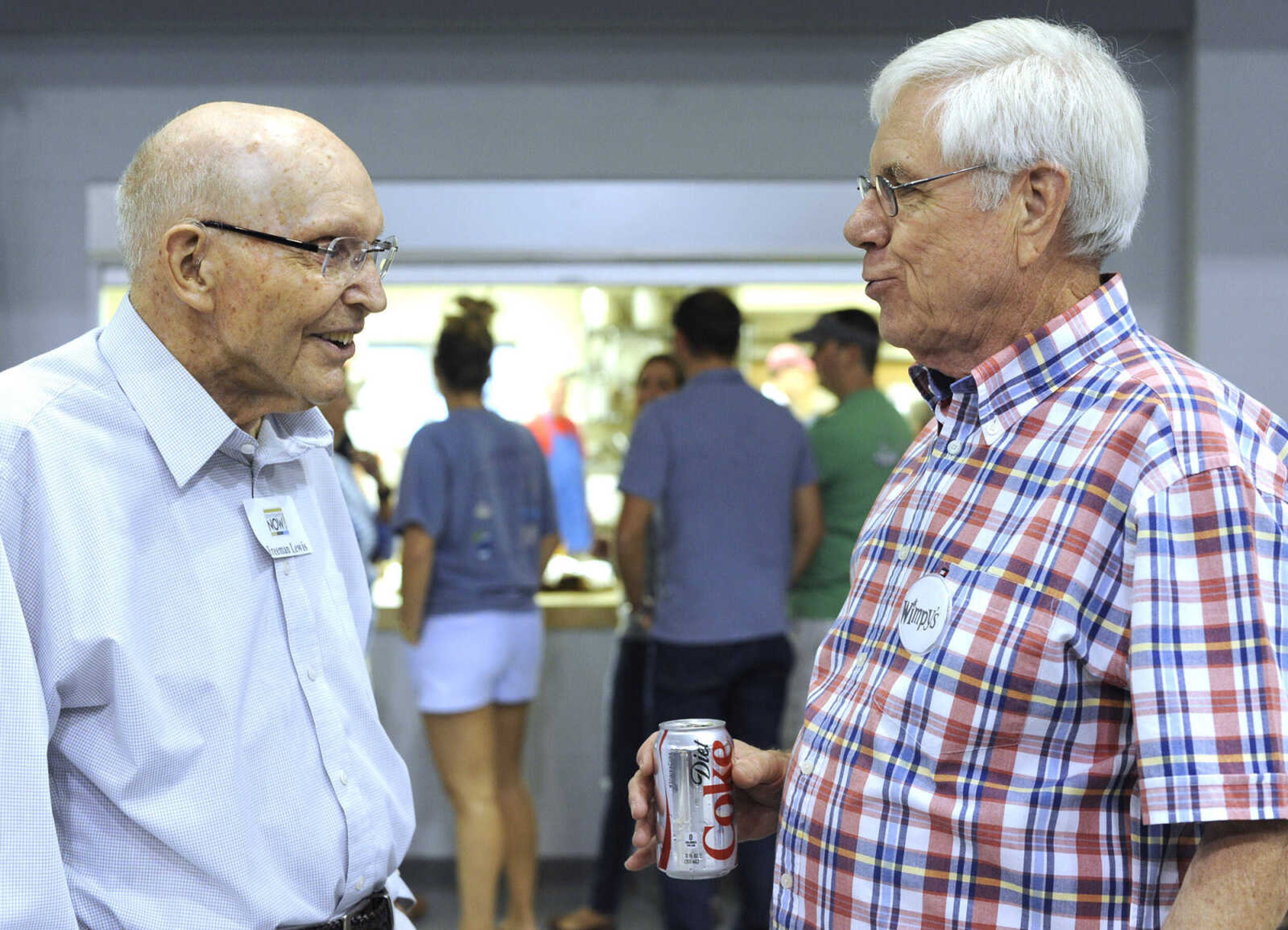 FRED LYNCH ~ flynch@semissourian.com
Freeman Lewis, left, and Rick Crow talk on Wimpy's Day Saturday, Sept. 19, 2015 at Centenary United Methodist Church in Cape Girardeau. Crow worked at Wimpy's in the late 1950s.