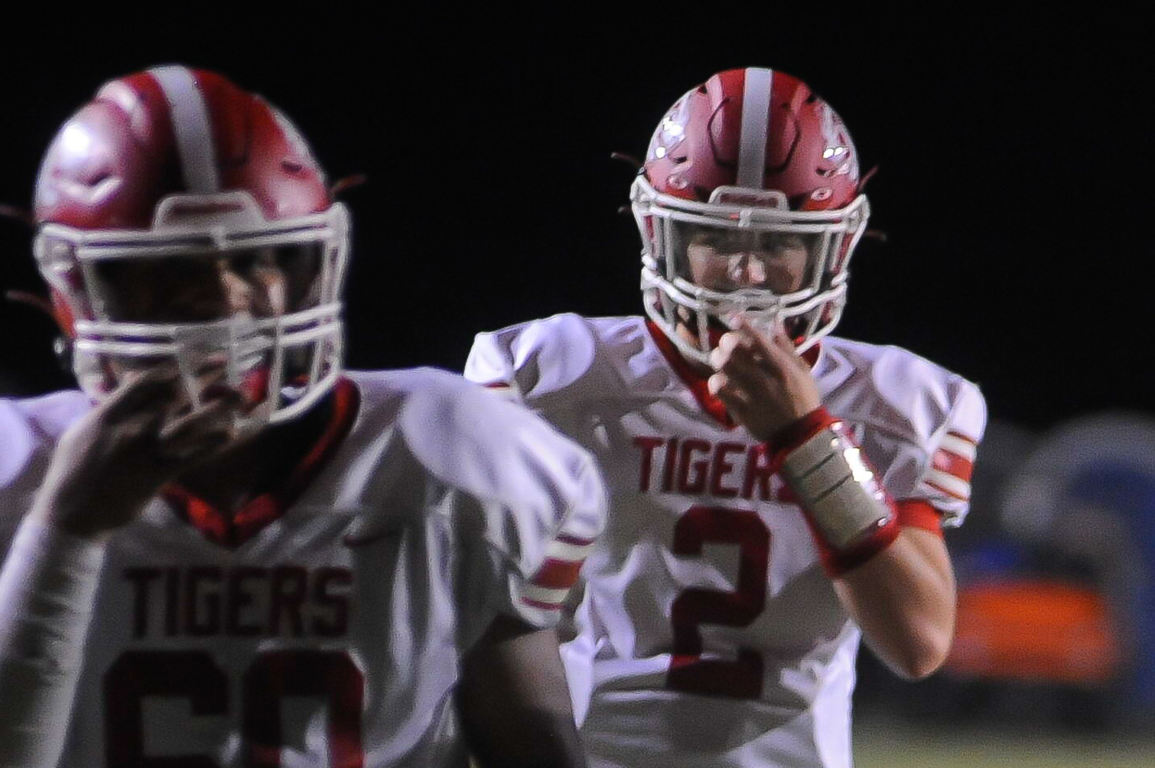 Caruthersville's Ryan Guest lines up under center during a Friday, September 20, 2024 game between the Caruthersville Tigers and the Charleston Blue Jays at Charleston High School in Charleston, Mo. Caruthersville defeated Charleston, 34-6.