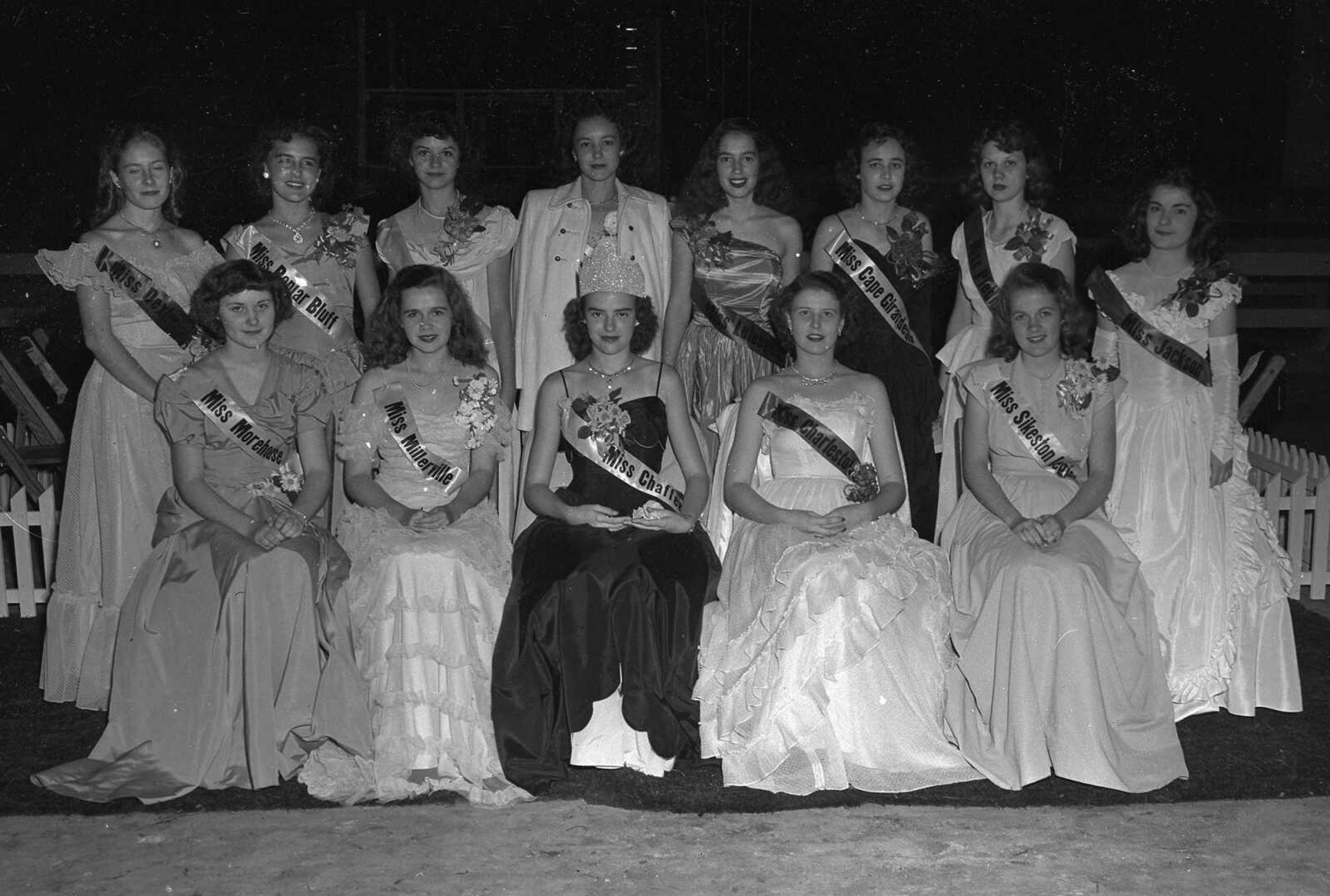 Miss Chaffee, possibly the queen of the district fair, sits with her royal court. If you can provide information about the image, send a note to librarian Sharon Sanders at ssanders@semissourian.com.