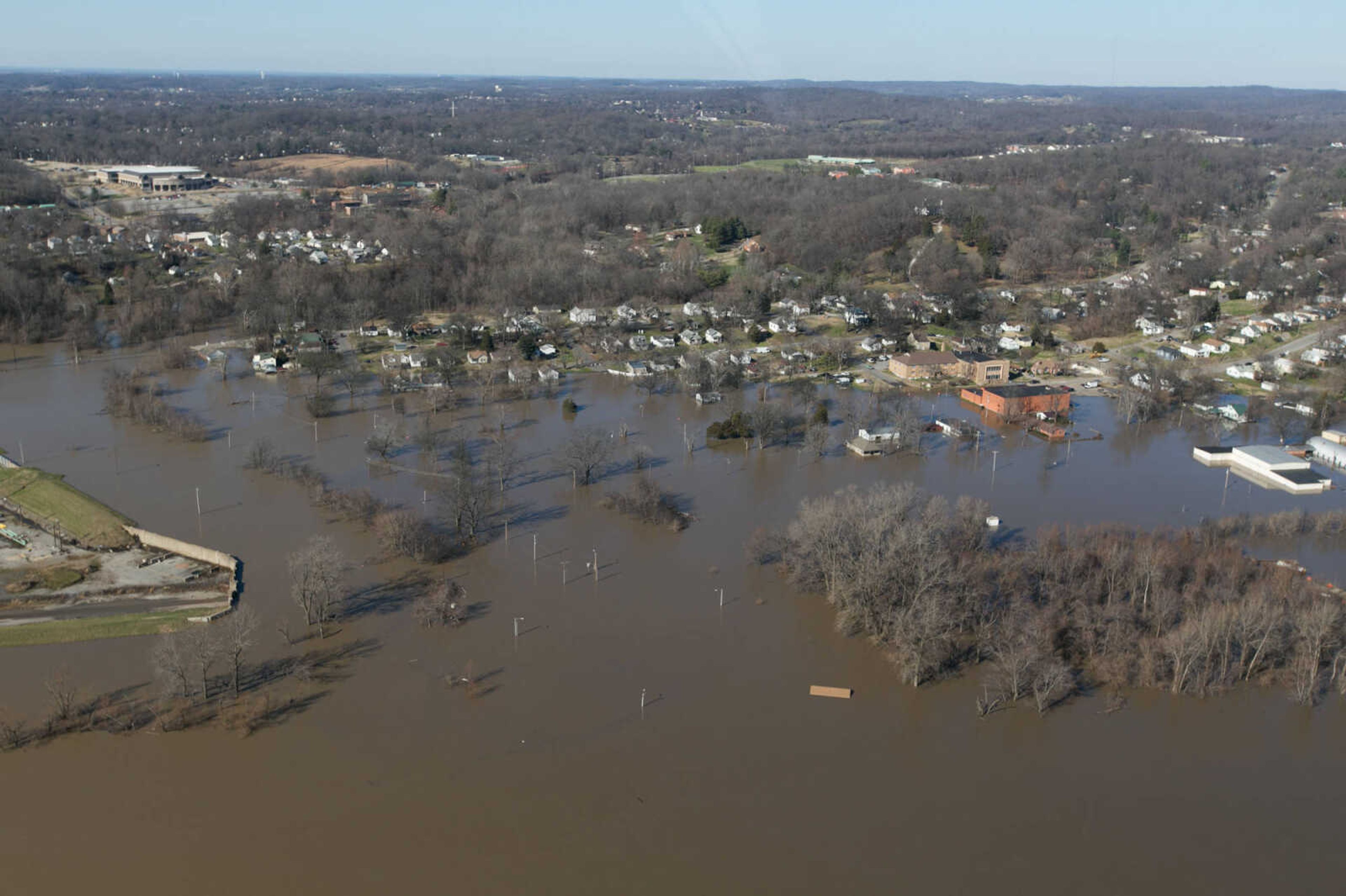 GLENN LANDBERG ~ glandberg@semissourian.com

Floodwater from the Mississippi River spreads across the Red Star District of Cape Girardeau, Saturday, Jan. 2, 2016.