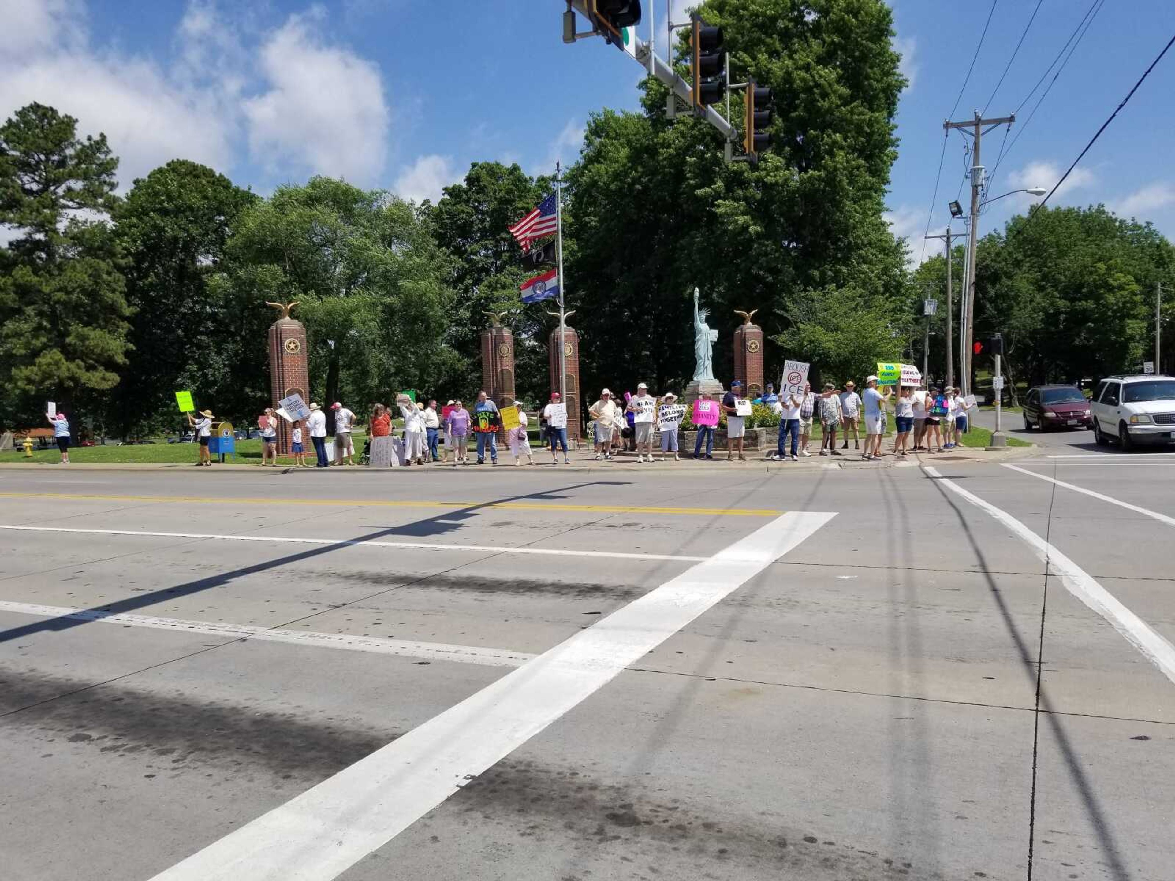 Protesters  gathered at Freedom Corner.