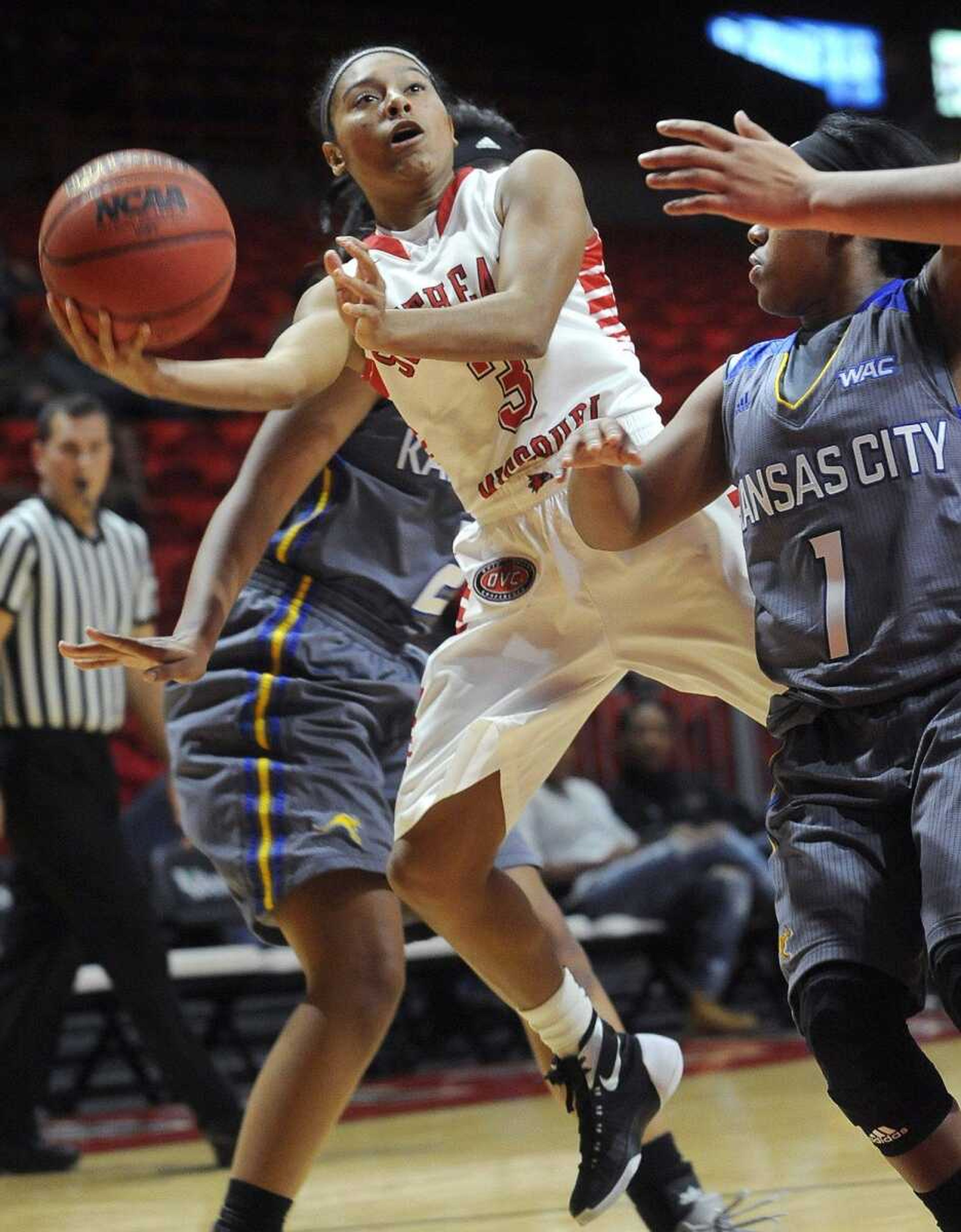 Southeast Missouri State's Adrianna Murphy takes a shot against Missouri-Kansas City during the second quarter of a game last month at the Show Me Center. (Fred Lynch)