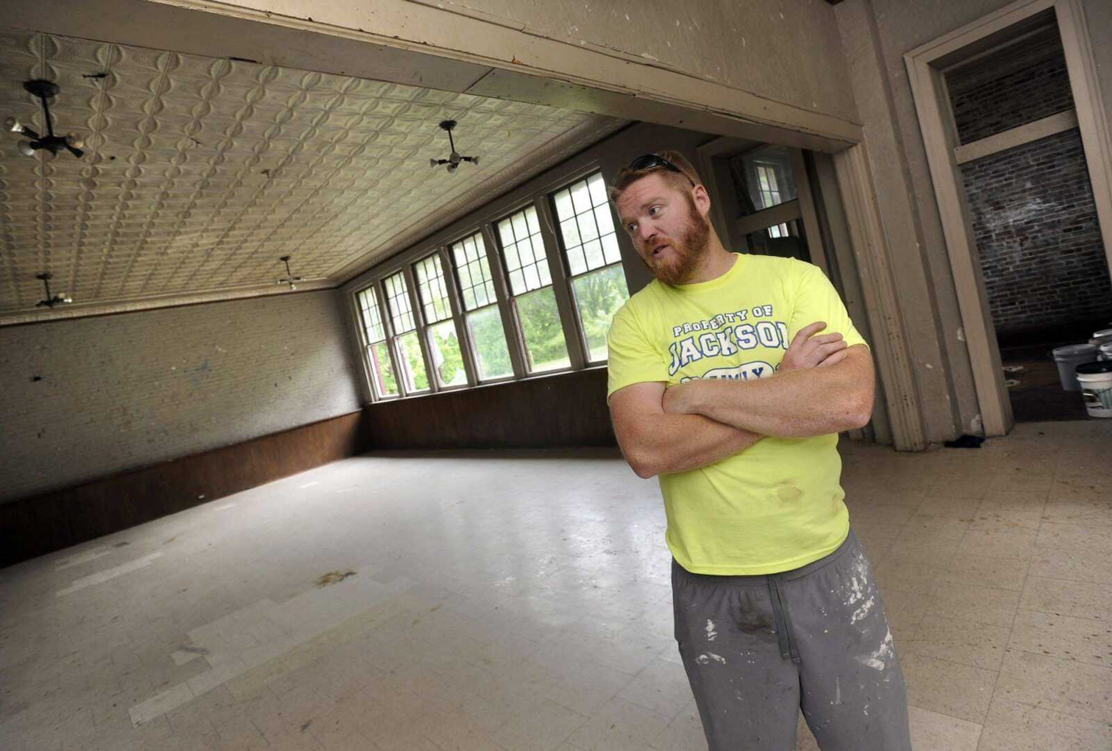 Quinn Strong discusses the former Pike Lodge that he plans to renovate Tuesday, May 21, 2013 in Cape Girardeau. (Fred Lynch)