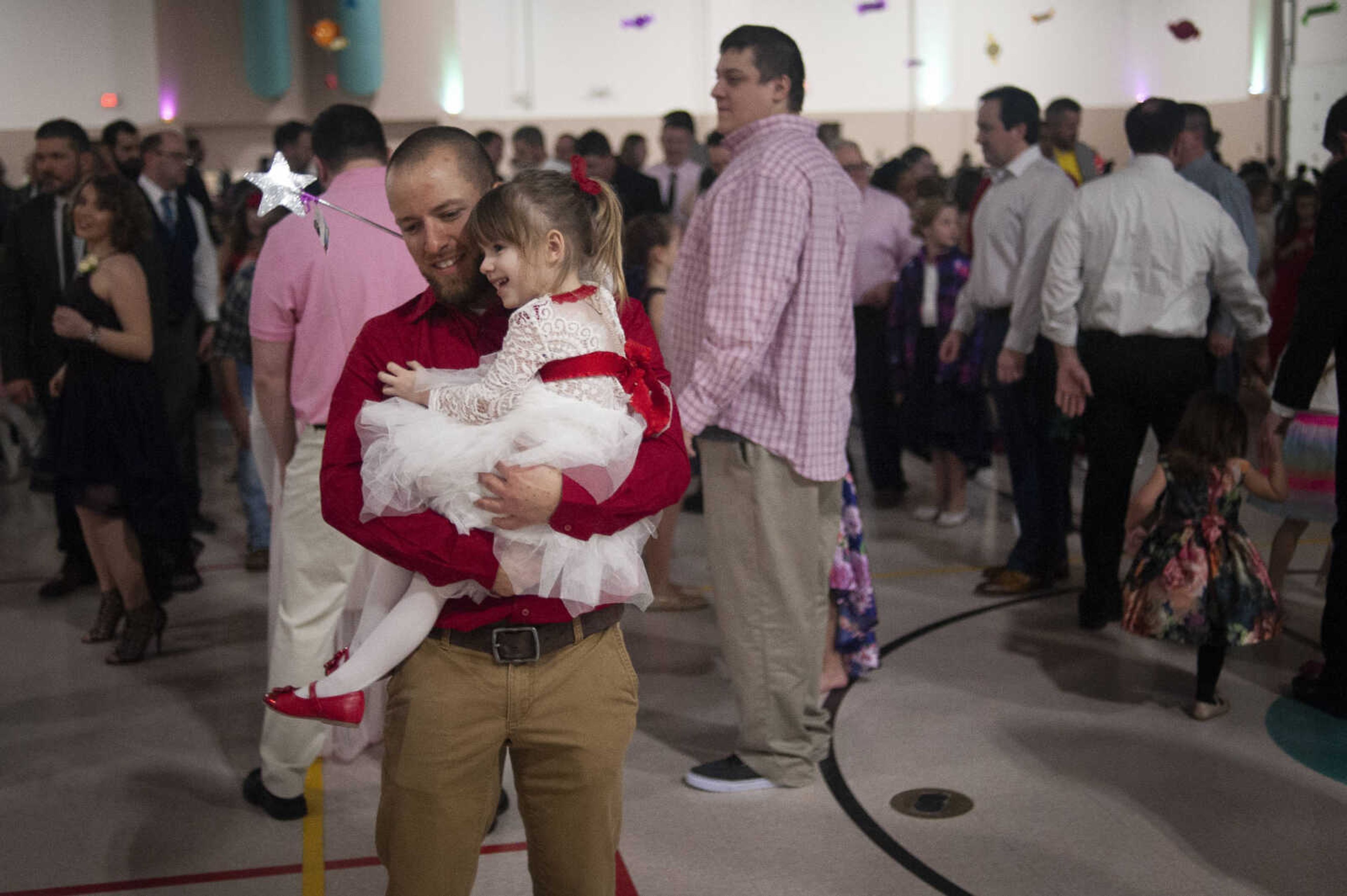 Bryan Penrod of Cape Girardeau dances with his daughter Eleanor Penrod, 3, during the 11th annual Father Daughter Dance on Saturday, Feb. 16, 2019, at Osage Centre in Cape Girardeau.&nbsp;