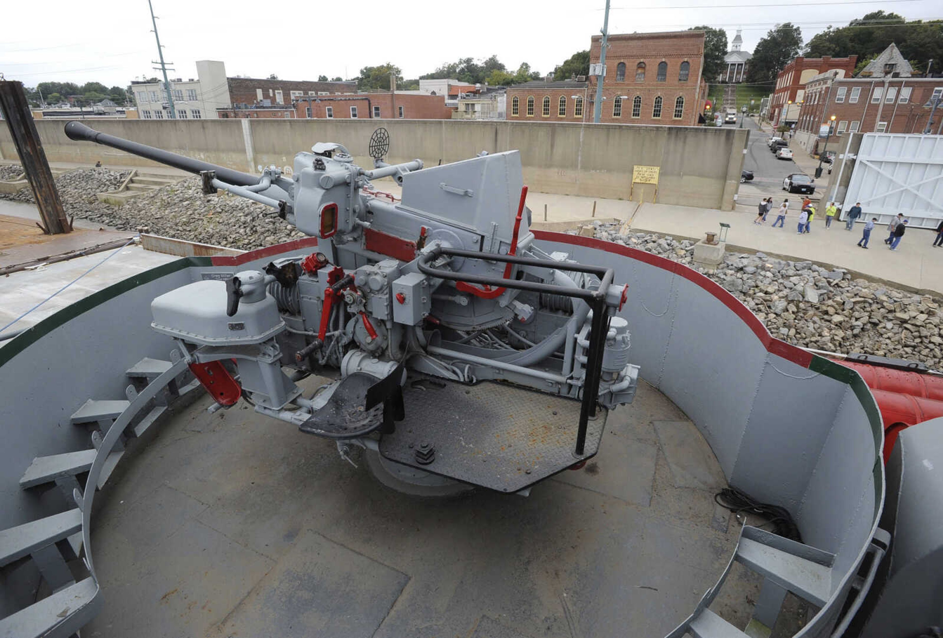 The USS LST 325 is docked Thursday, Sept. 29, 2016 at Riverfront Park in Cape Girardeau.