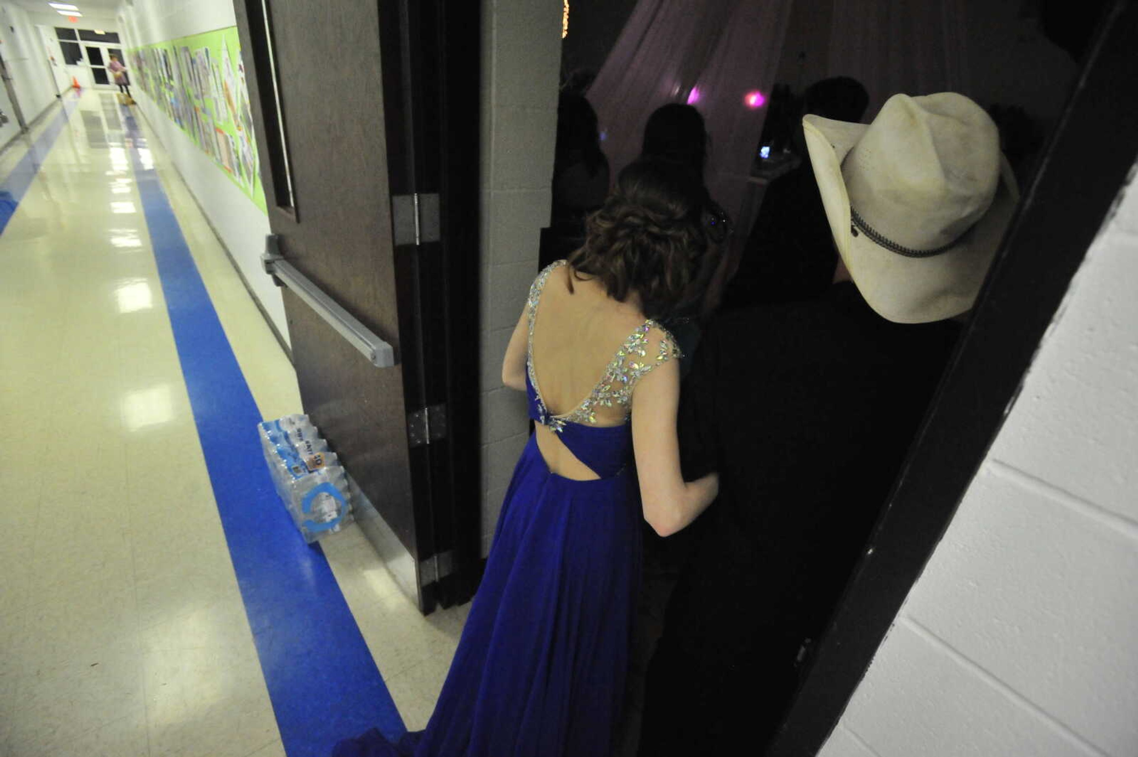 Oran students make their entrances to prom Saturday, April 8 at Oran High School.