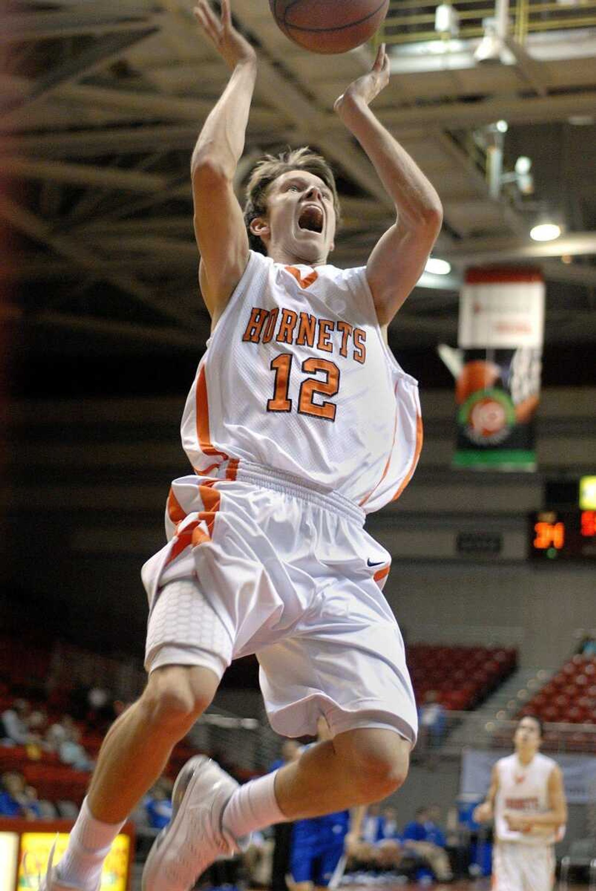 Advance senior Grant Gray breaks away for a layup against Oak Ridge during their game Monday at the Southeast Missourian Christmas tournament at the Show Me Center. (Laura Simon)