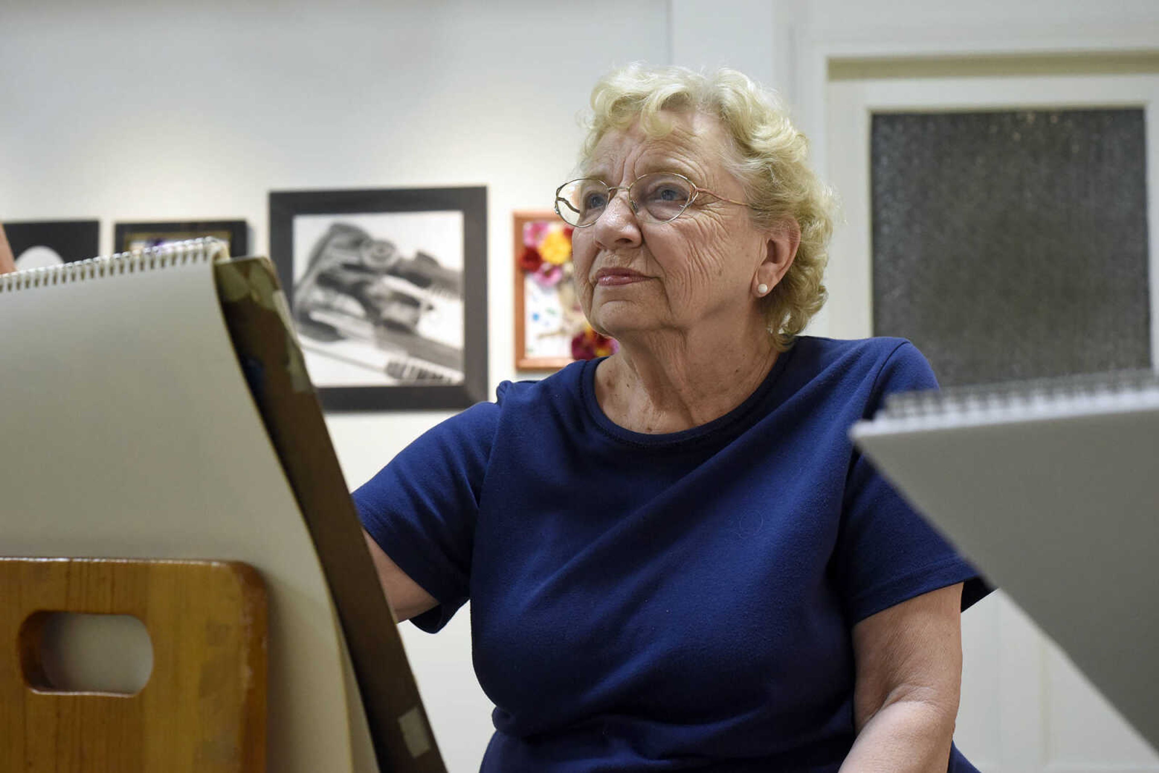 Anita Dickerson sketches Emily Seiler during the figure drawing session on Wednesday night, May 17, 2017, at the Arts Council of Southeast Missouri in downtown Cape Girardeau.