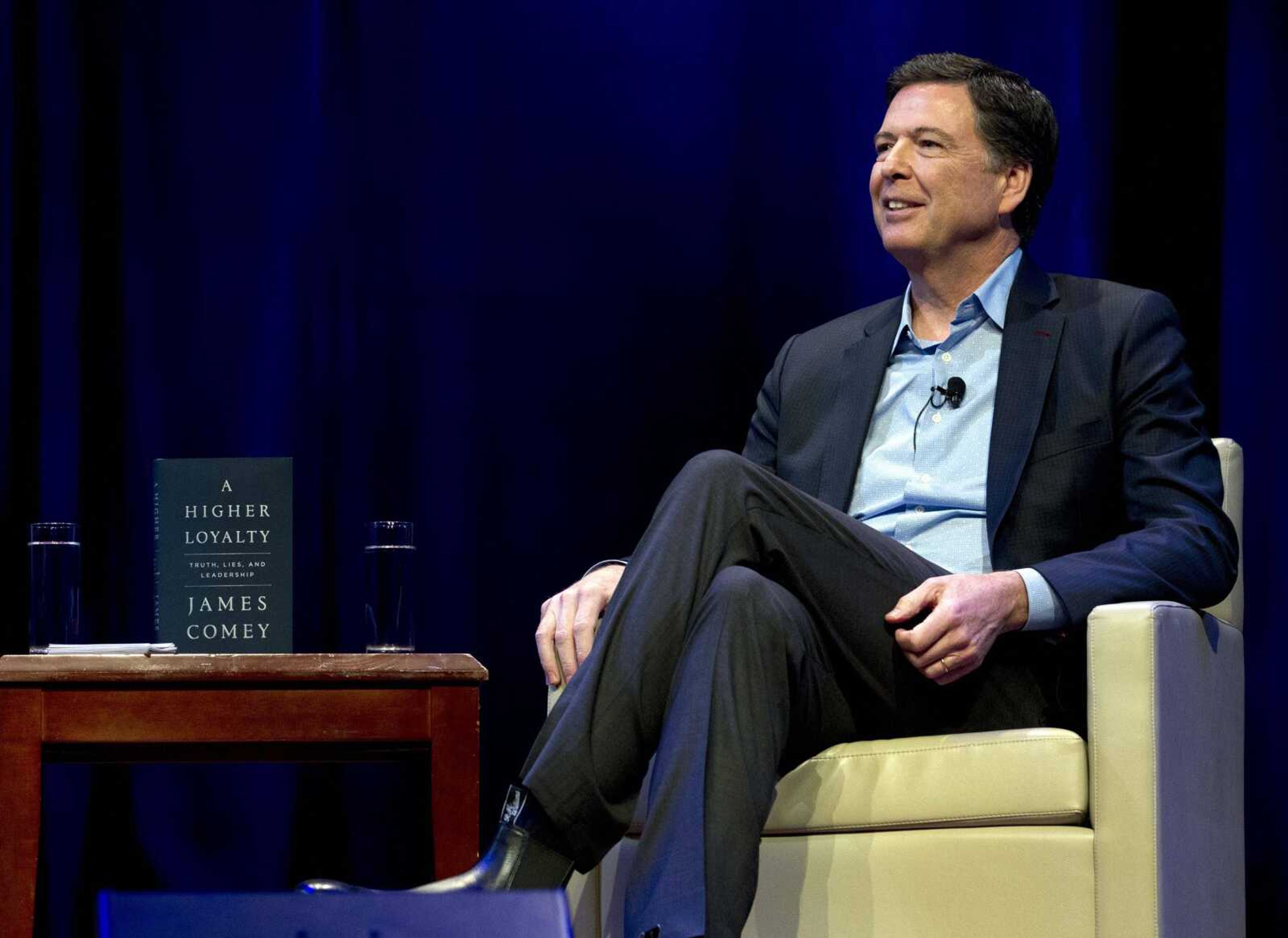 Former FBI director James Comey speaks to George Washington University students during a stop on his book tour Monday in Washington.