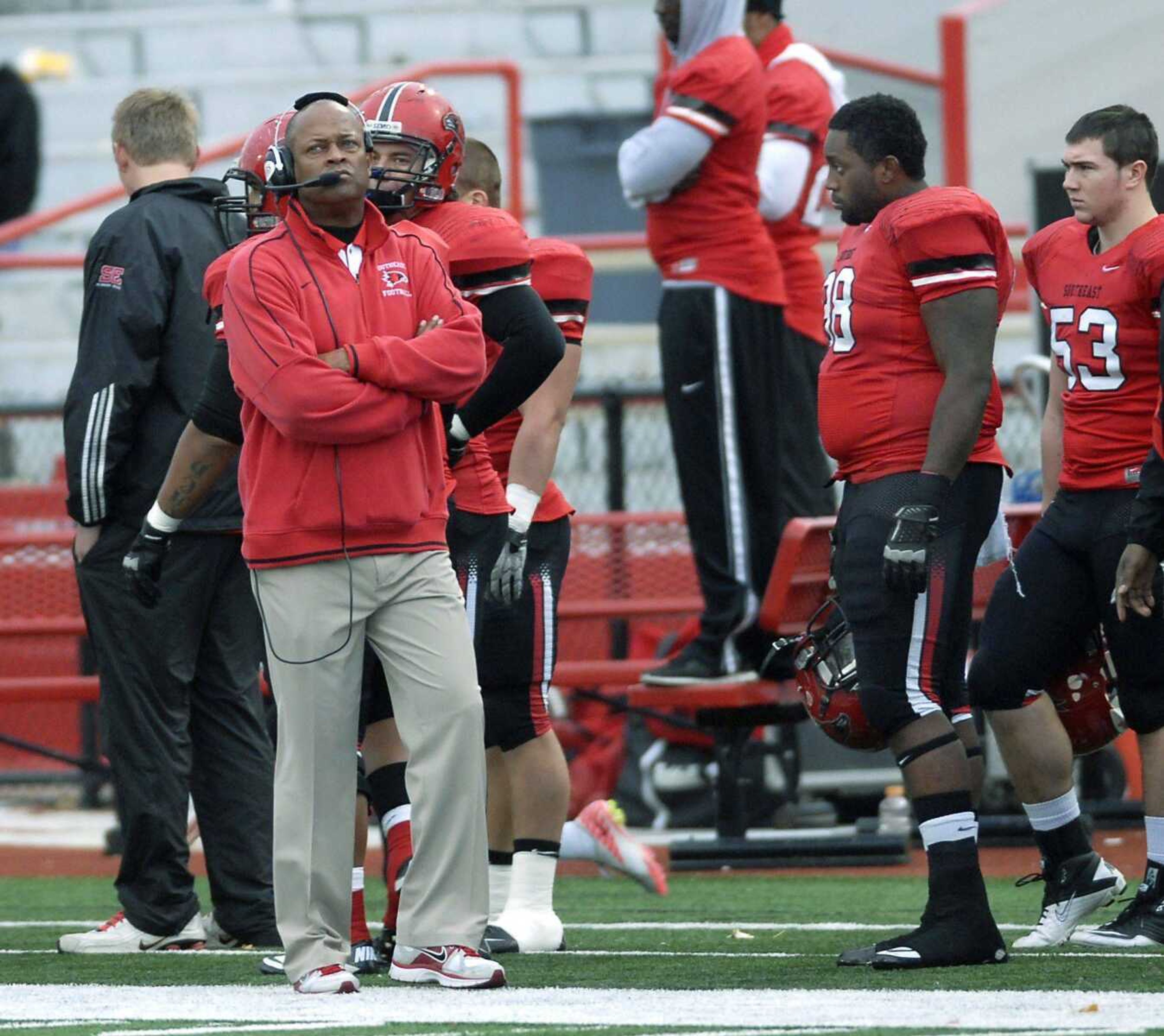 Southeast Missouri State football coach Tony Samuel led the Redhawks to a 3-8 record one season after guiding the team to the Ohio Valley Conference title and its first playoff berth on any level. (Missourian file)