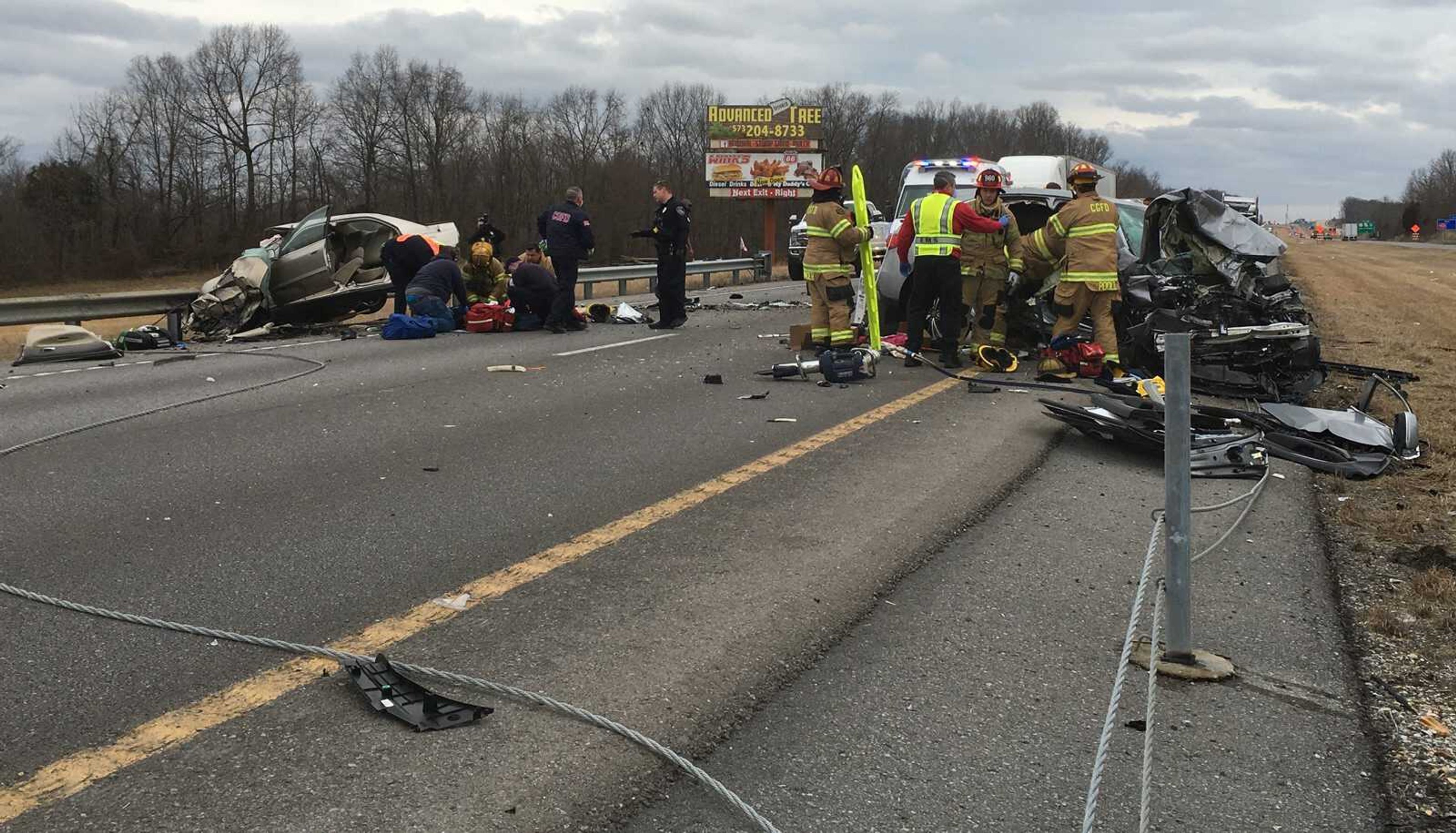 Emergency personnel responded at about 3 p.m. Thursday to a multi-vehicle crash at about the 97 mile marker of Interstate 55. The crash involved at least two vehicles and occurred in the southbound lanes.