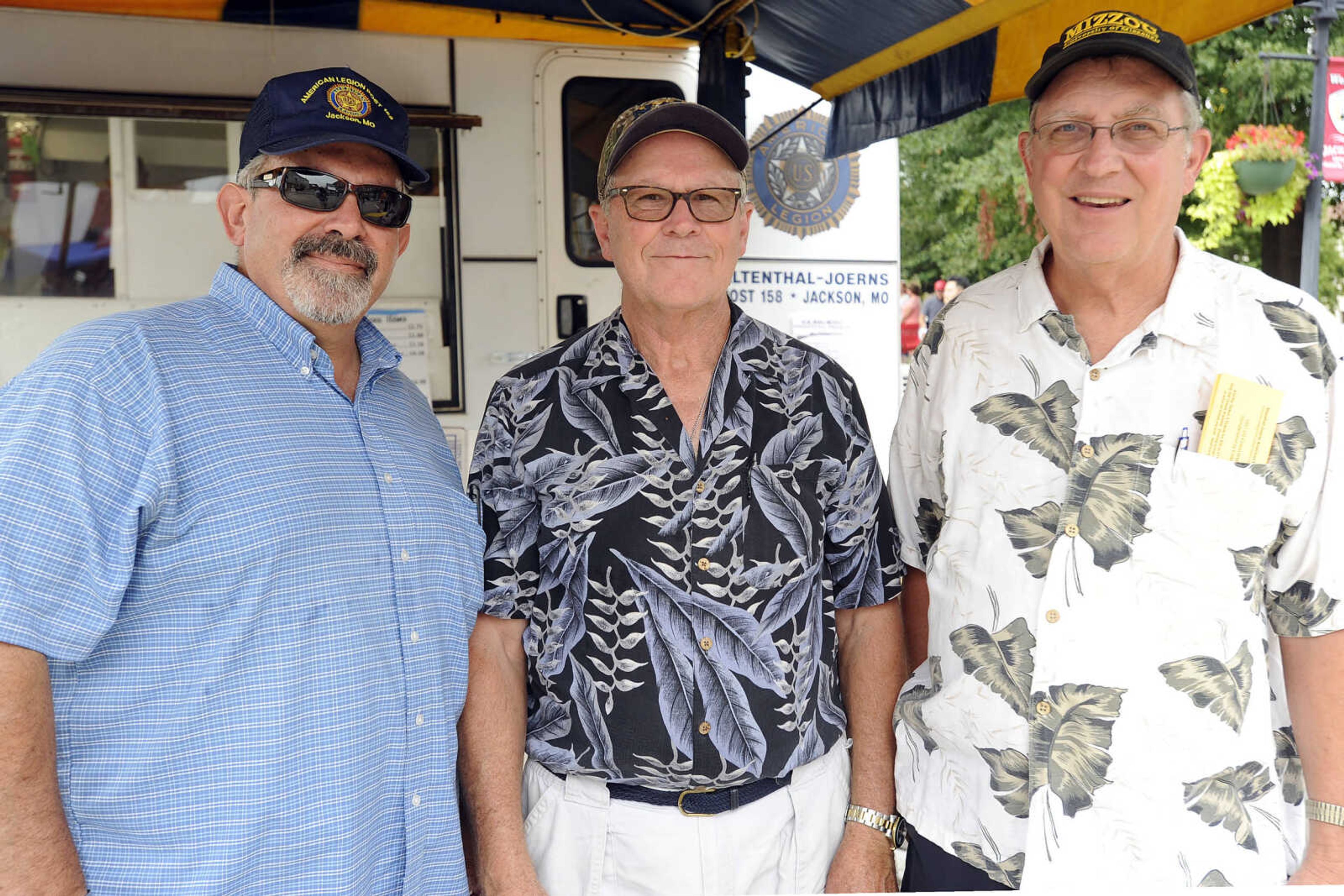 FRED LYNCH ~ flynch@semissourian.com
Steve Skelton, left, Glen Beussink and Gary Kamp pose for a photo Wednesday, July 26, 2017 at Homecomers in Jackson.