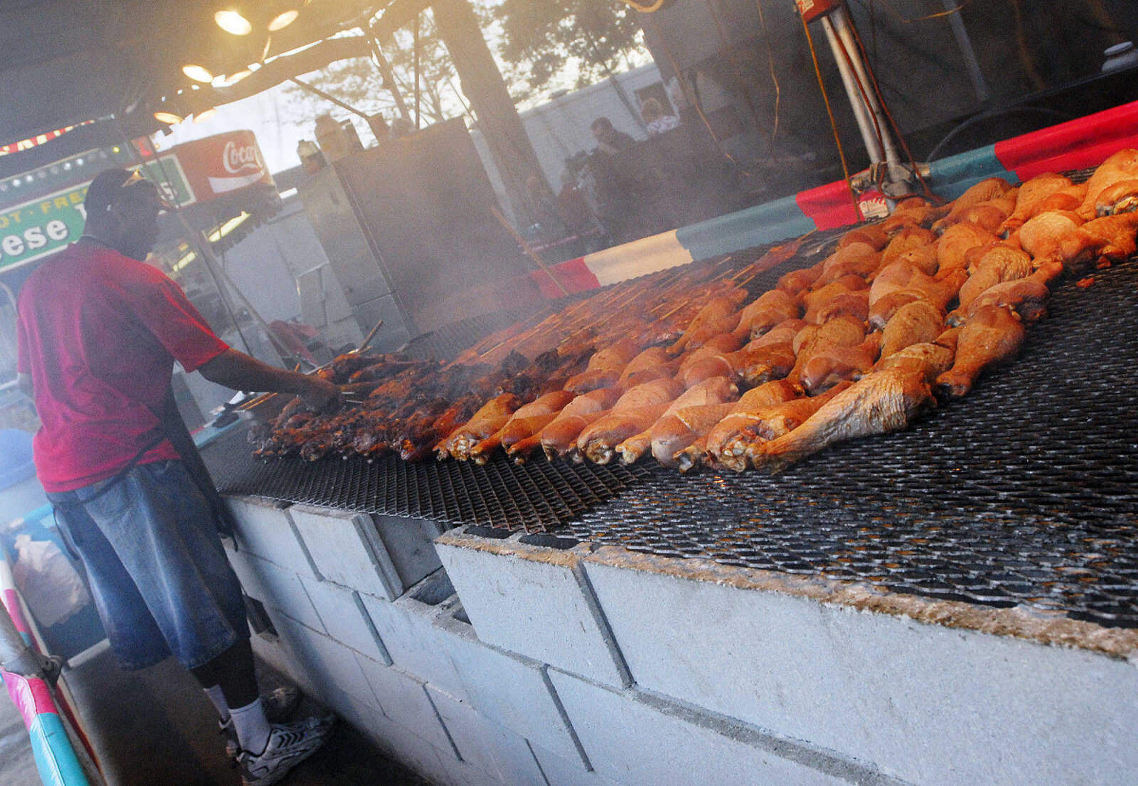 LAURA SIMON~lsimon@semissourian.com
Turkey legs line up on the wood burning grill Thursday, September 16, 2010 during the 155th Annual SEMO District Fair.