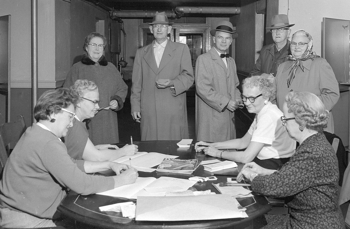 Captured on Film: Voters line up in 1961 Jackson election amid write-in protest for former collector...