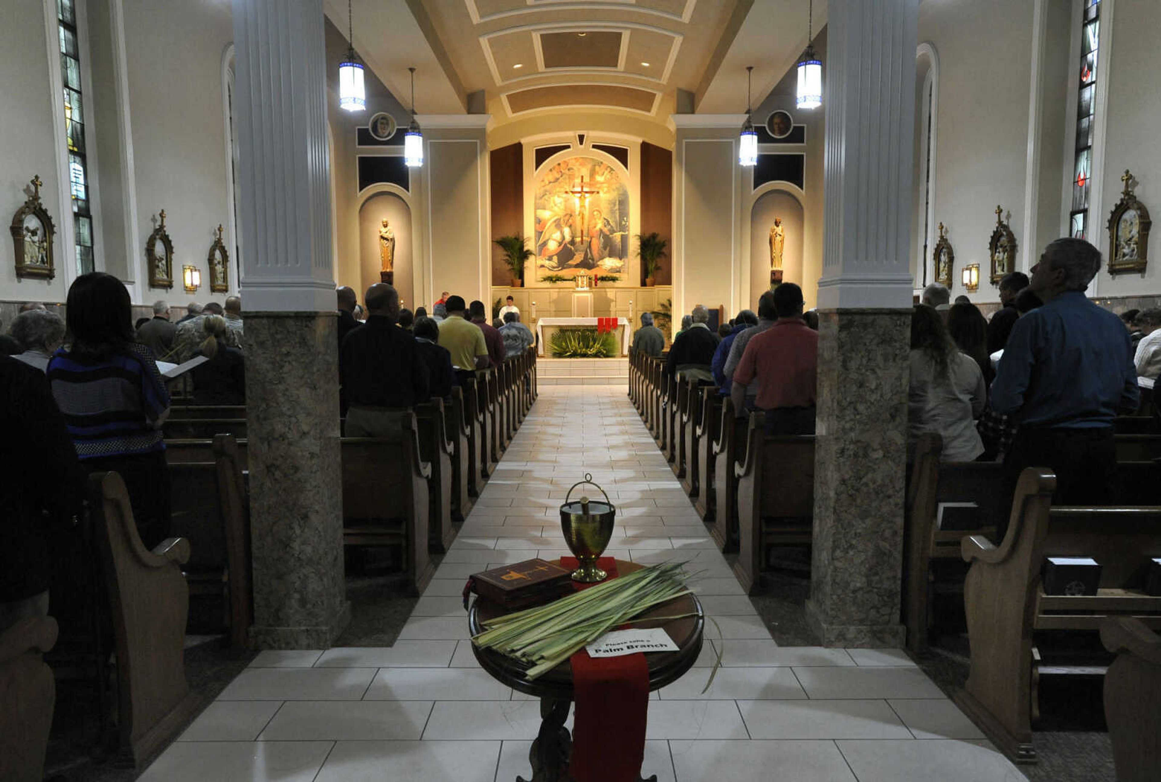 Renovation of St. Mary Cathedral has included ceramic tile in the main aisle and the sanctuary, new carpet underneath the pews and LED lighting in existing light fixtures.