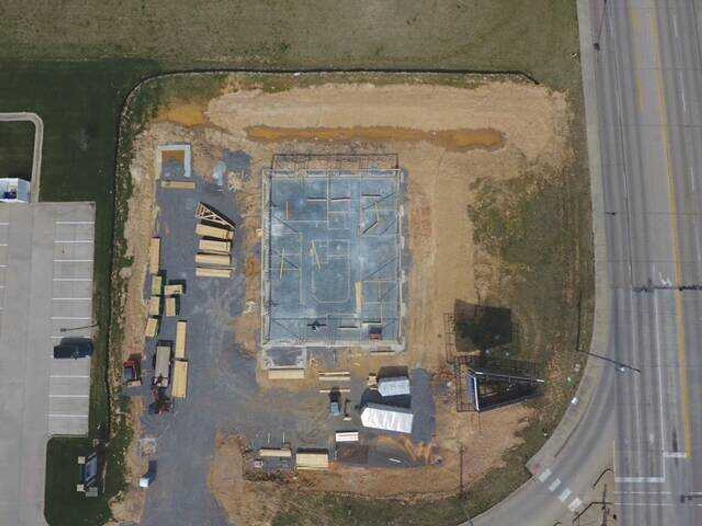 A drone view of the new home to Cuba Financial in Cape Girardeau. 