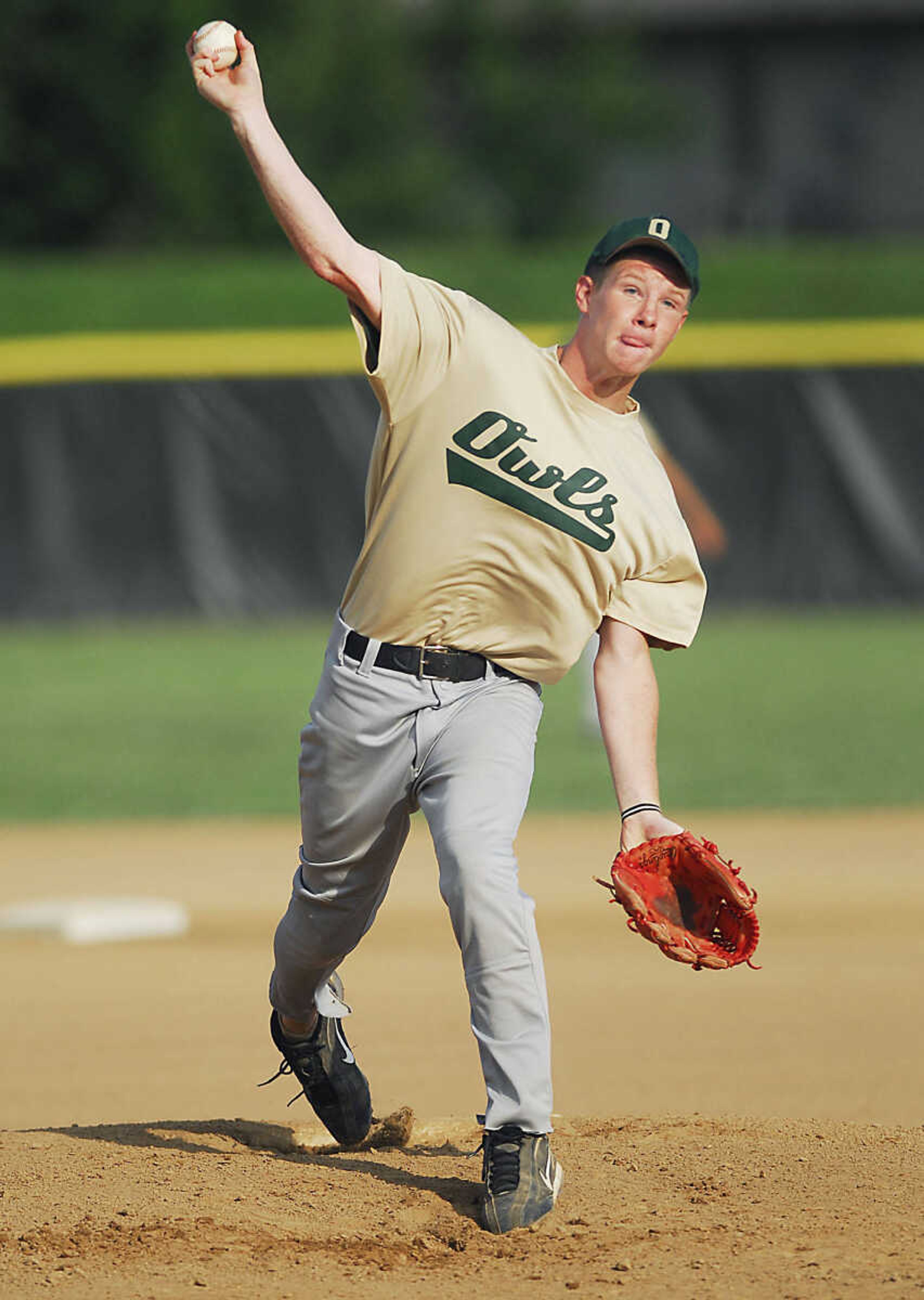 KIT DOYLE ~ kdoyle@semissourian.com
 New Madrid pitcher Josh Boese delivers against Jackson Monday evening, July 6, 2009, in a Senior Babe Ruth game at Jackson City Park.