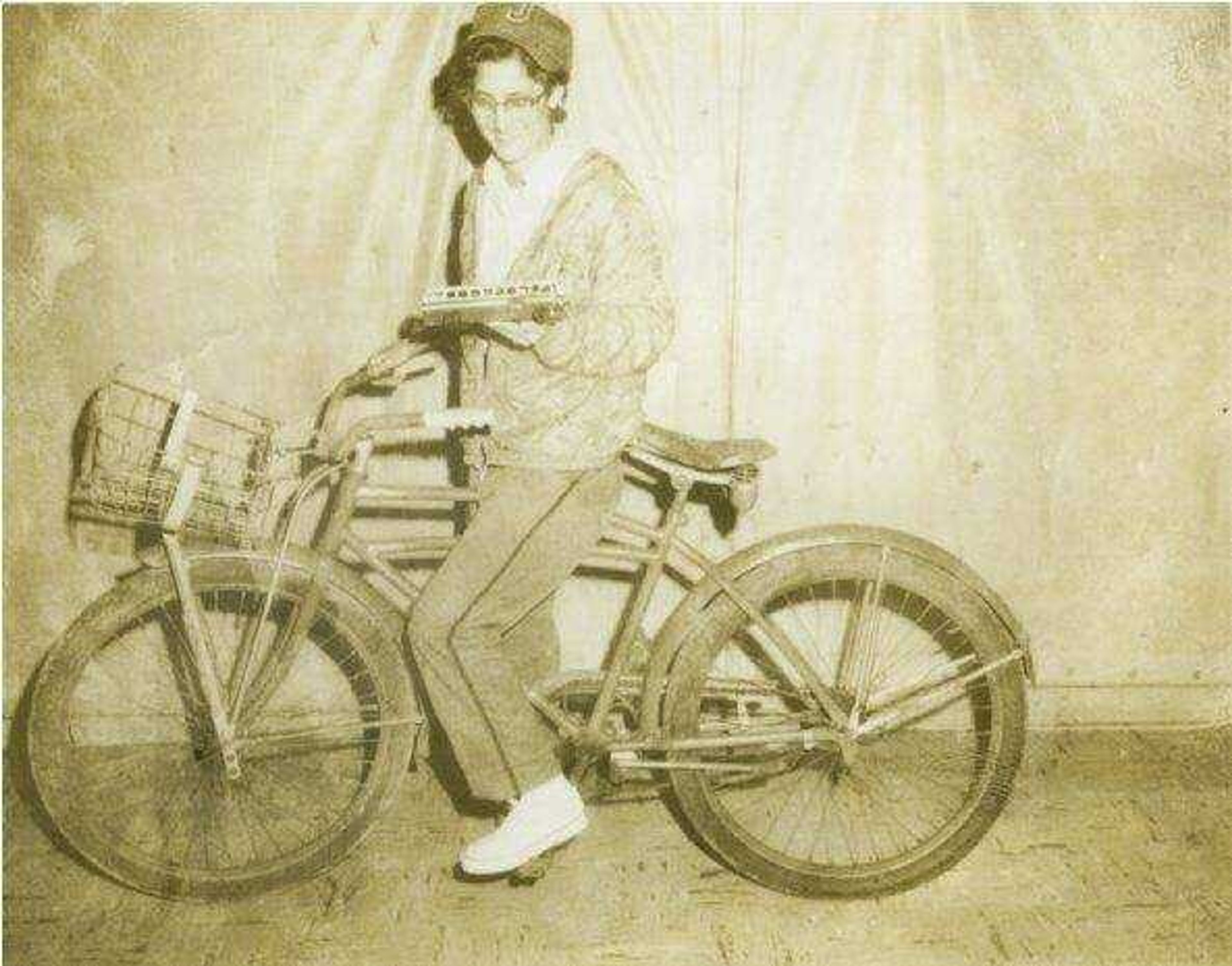 Patsy Johnson stands next to her bicycle in this photo taken in the 1970s. Johnson noticed the bicycle, which she had for almost 80 years, was missing Jan. 22.