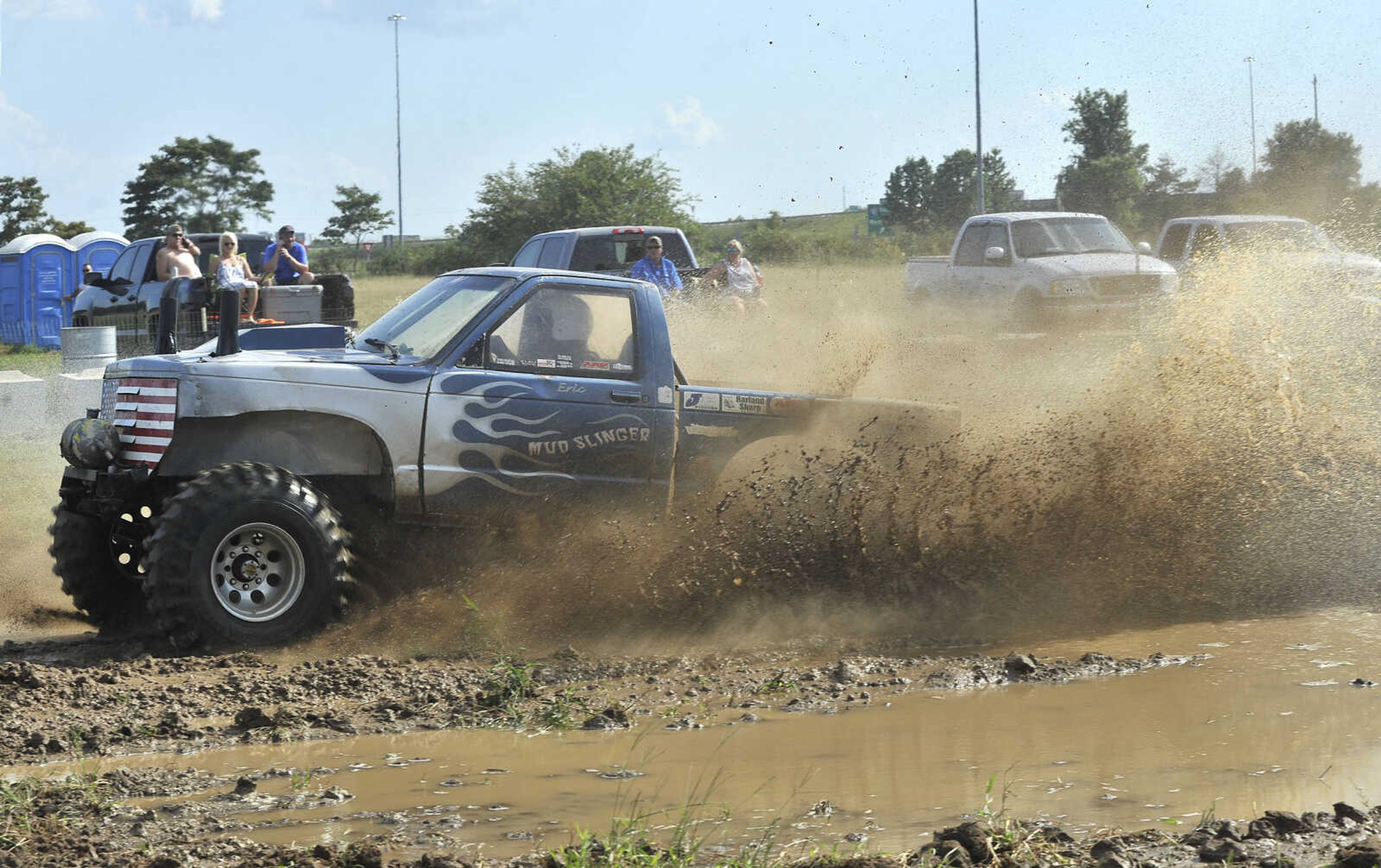 FRED LYNCH ~ flynch@semissourian.com
Eric Enderle of Scott City plows through the mud bog in his truck, Mud Slinger, on Saturday, Aug. 19, 2017 at Missouri Dirt Motorsports in Sikeston, Missouri. Enderle was timed at 3.51 seconds.