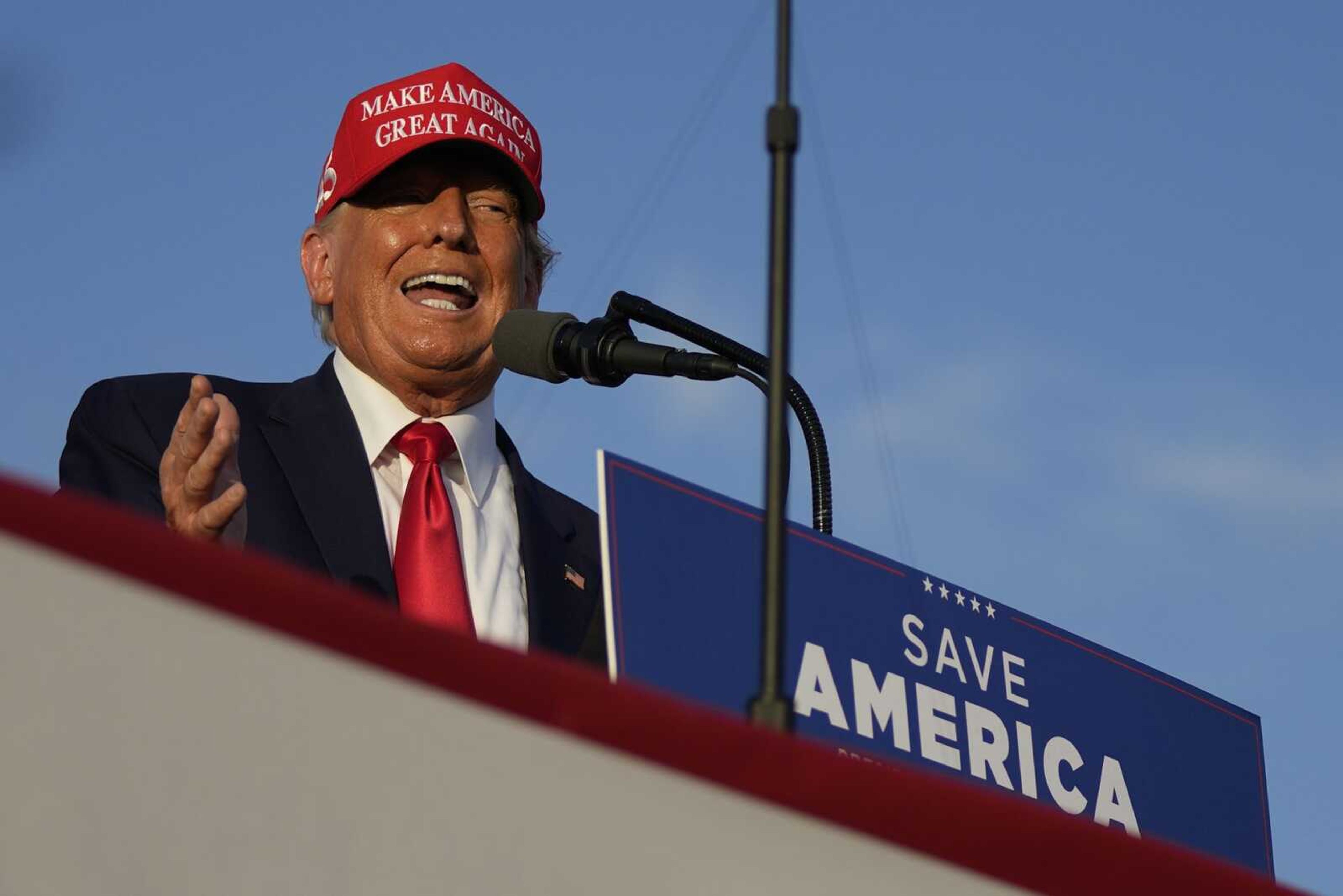 Former President Donald Trump speaks at a campaign rally in support of Sen. Marco Rubio, R-Fla., at the Miami-Dade County Fair and Exposition on Sunday, Nov. 6, in Miami.