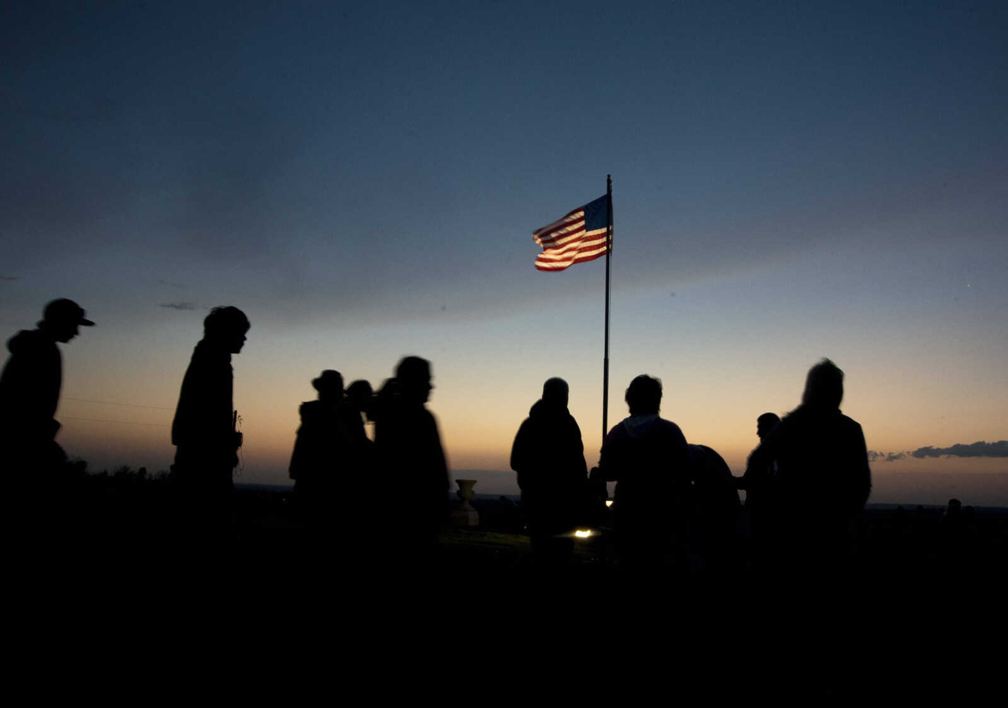 People gather during the 81st annual Easter Sunrise Service at the Bald Knob Cross of Peace Sunday, April 16, 2017 in Alto Pass, Illinois.