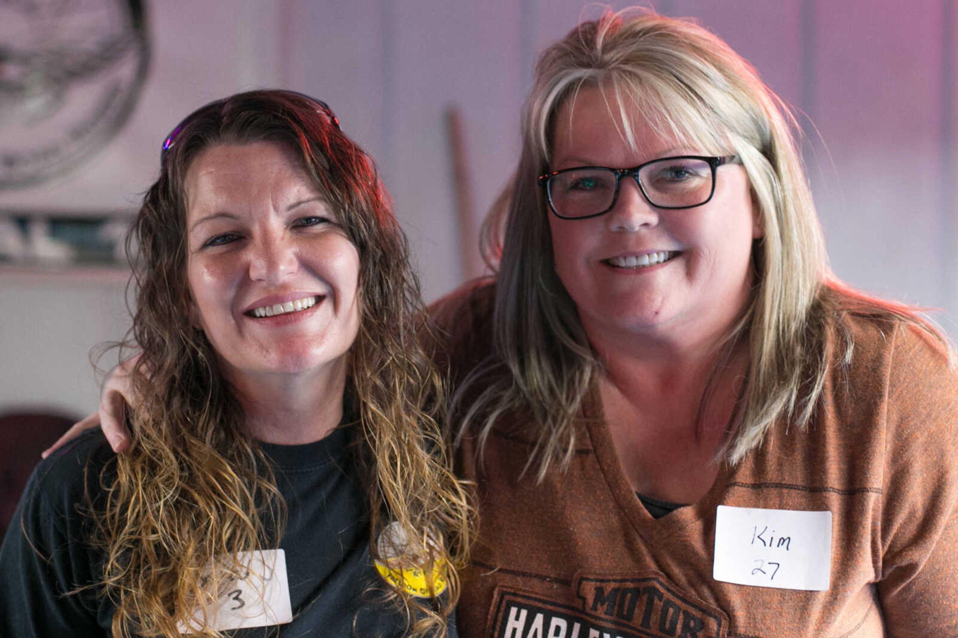 GLENN LANDBERG ~ glandberg@semissourian.com

Sarah Pohlman, left, and Kim Wingerter pose for a photo during the annual broomstick pool tournament Saturday, Feb. 27, 2016 at JR's Bar & Billiards in Cape Girardeau.