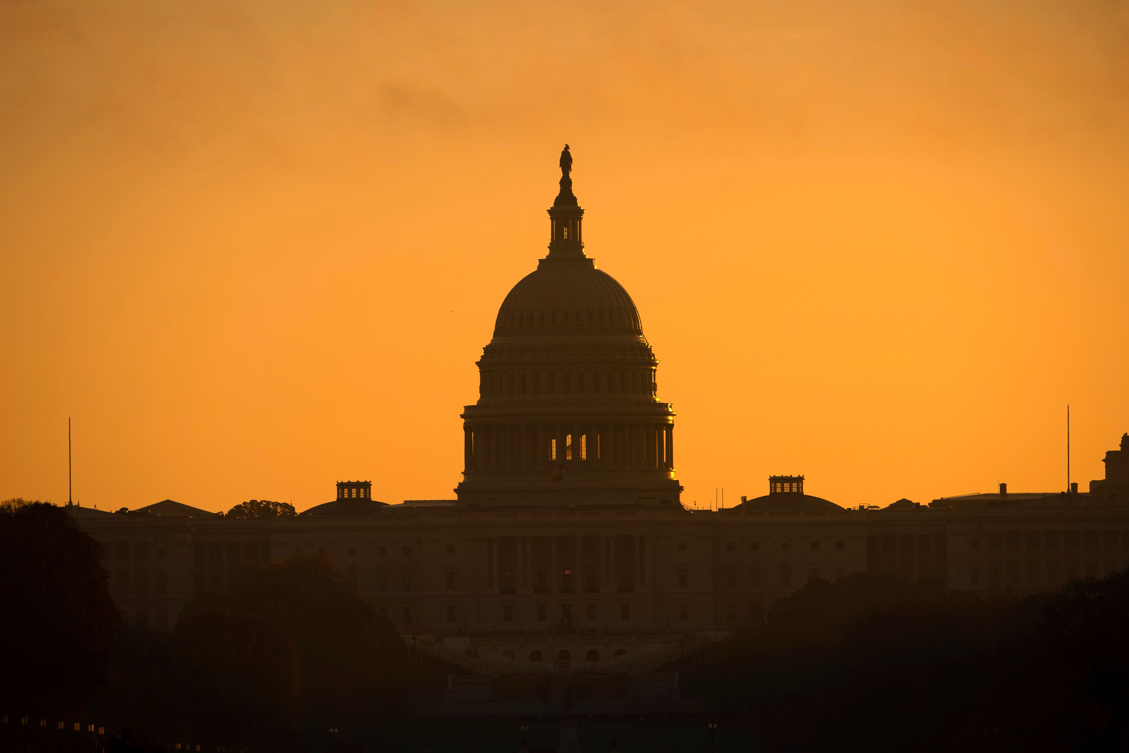 The U.S. Capitol, is seen on sunrise in Washington, Tuesday, Nov. 5, 2024. (AP Photo/Jose Luis Magana)