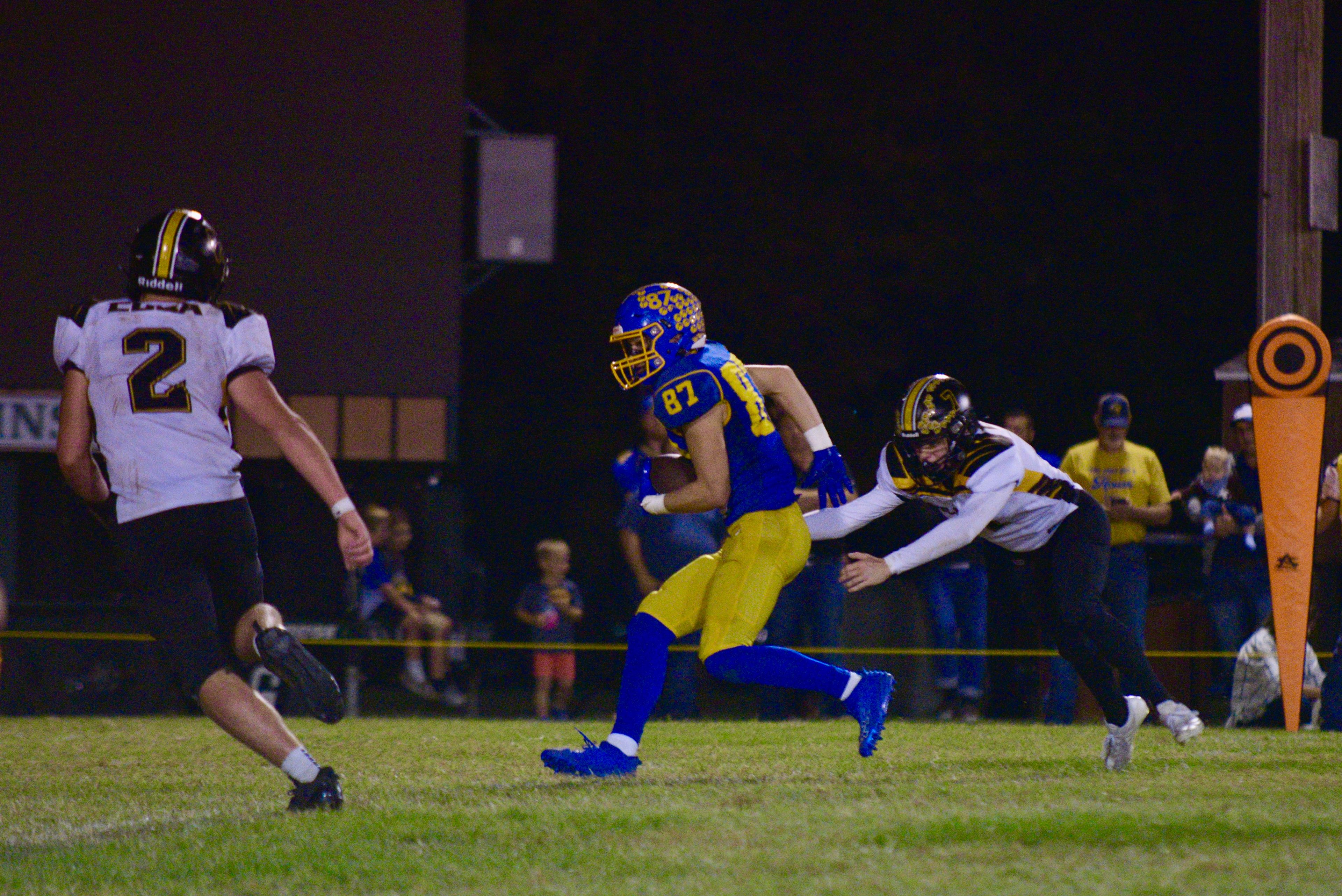 St. Vincent’s Max Wheeler runs after catching a pass against Cuba on Friday, Oct. 11, in Perryville. 