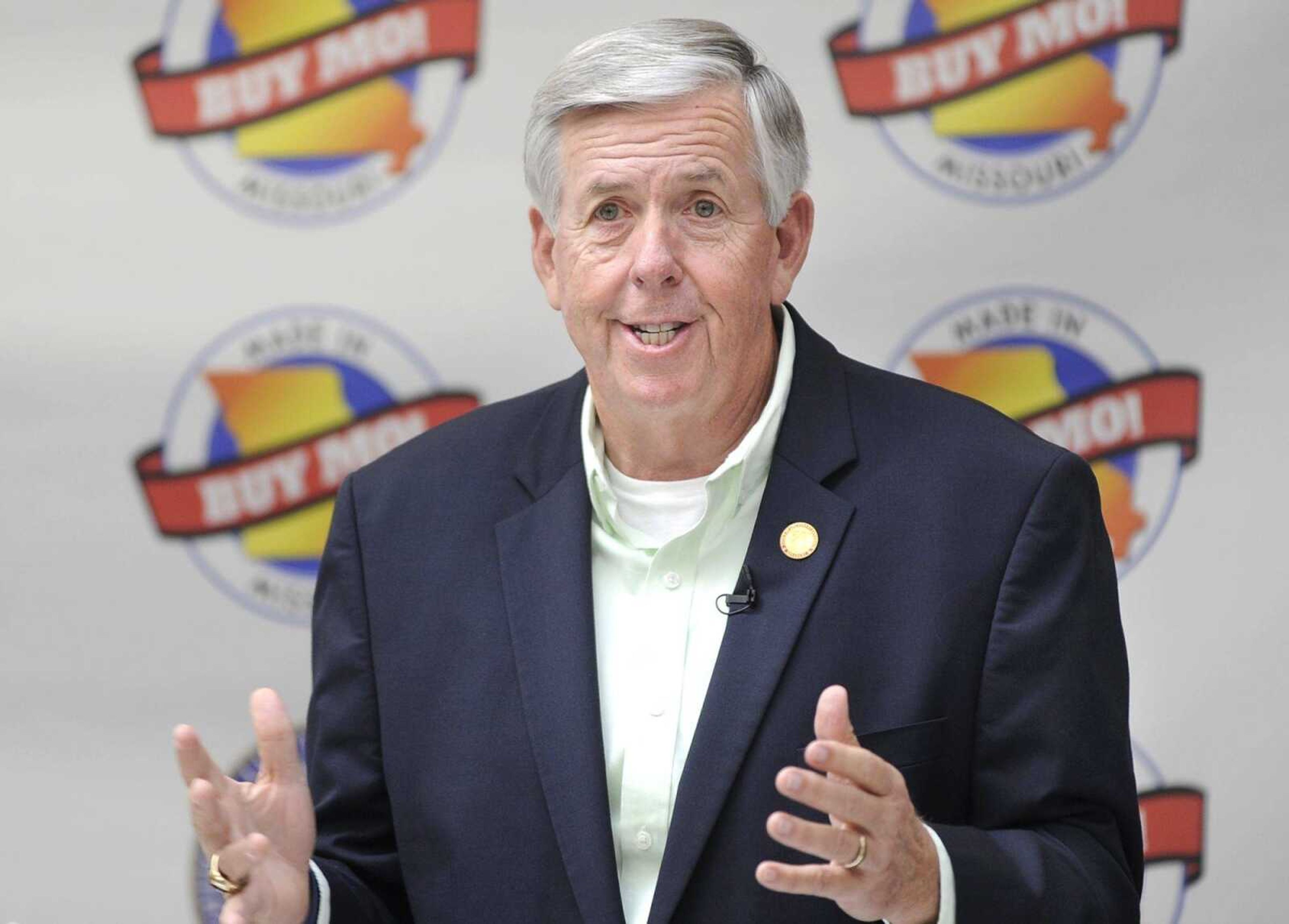 Lt. Gov. Mike Parson speaks Wednesday in support of Buy Missouri at the Cape Girardeau Area Chamber of Commerce.