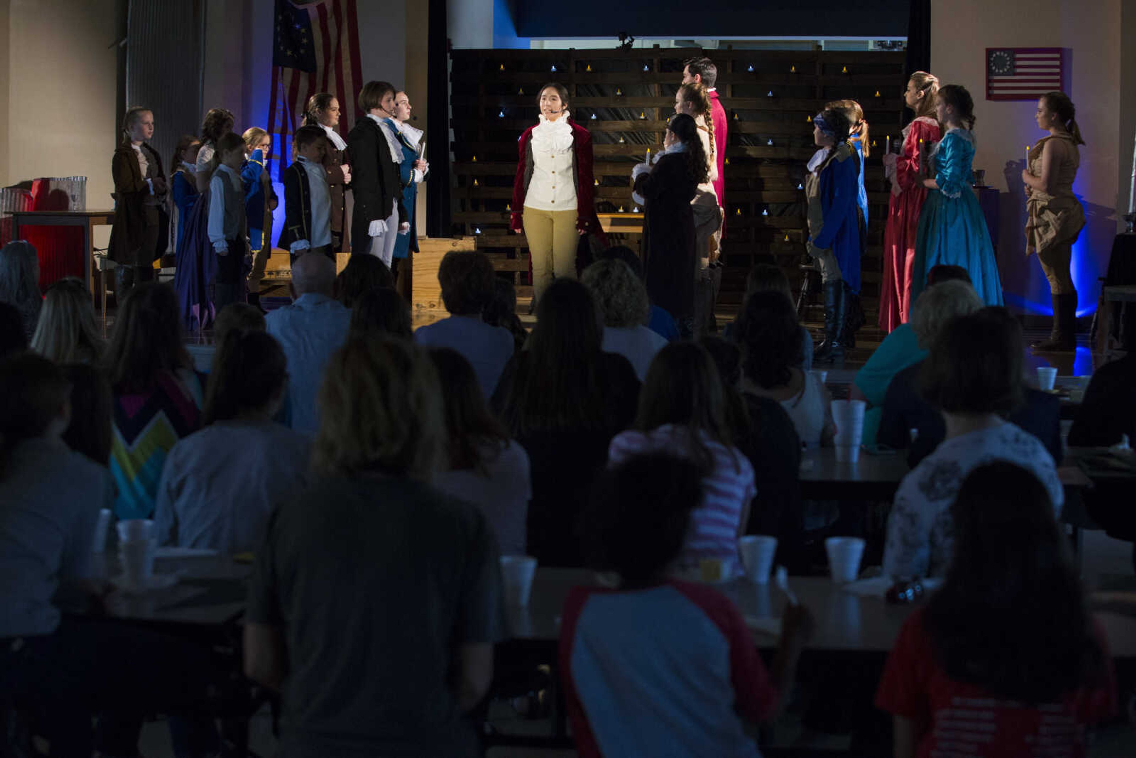 The cast of "The Hamilton Project" performs on April 8, 2017 at Franklin Elementary in Cape Girardeau.