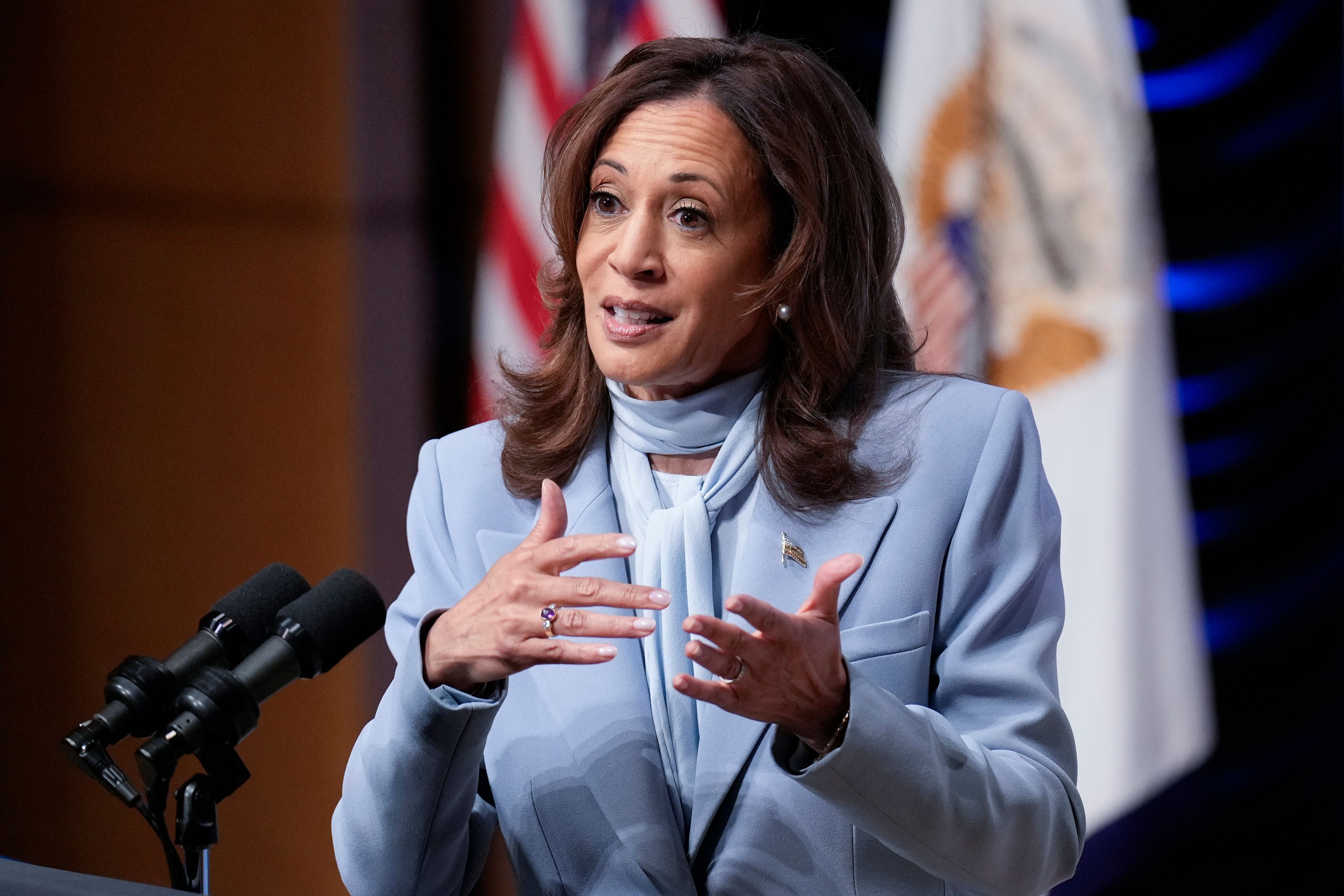 Democratic presidential nominee Vice President Kamala Harris speaks at the Congressional Hispanic Caucus Institute (CHCI) leadership conference, Wednesday, Sept. 18, 2024, in Washington. (AP Photo/Jacquelyn Martin)