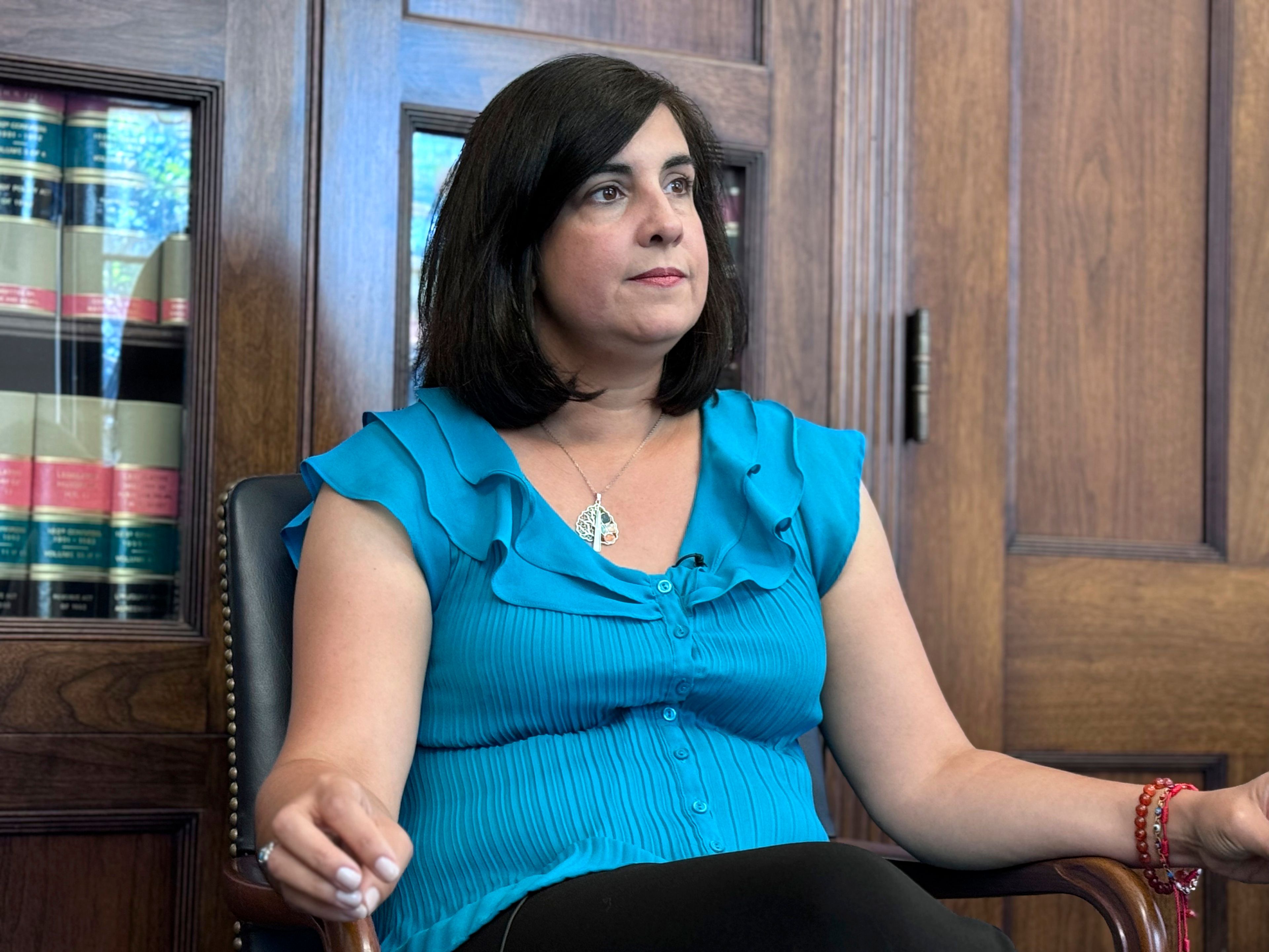 Rep. Nicole Malliotakis, R-NY, speaking in an interview with The Associated Press about working in the 118th Congress, on June 26, 2024, in Washington. (AP Photo/Mike Pesoli)