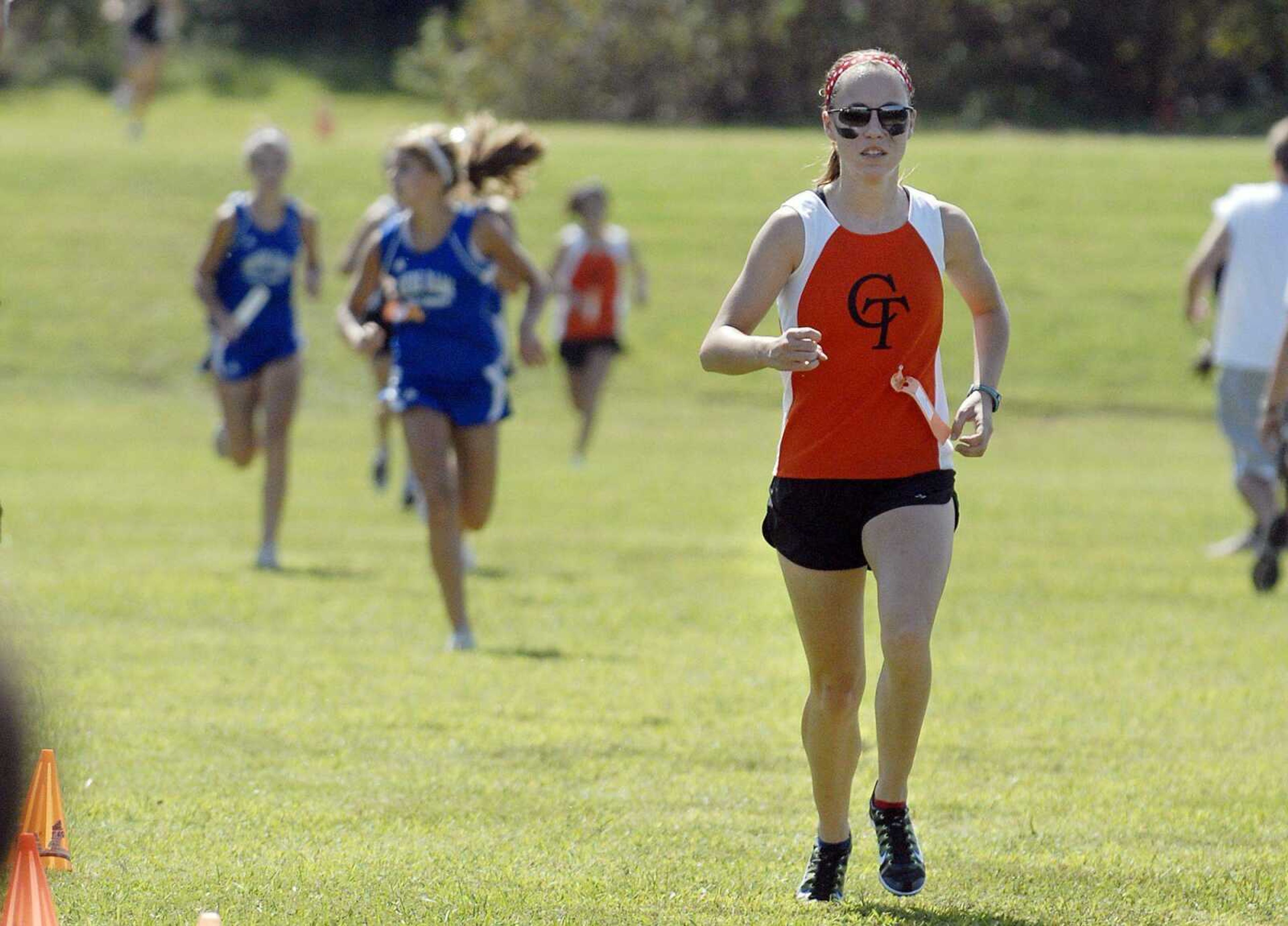 Cape Central's Mary Dohogne approaches the finish line Saturday, September 18, 2010 during the Cape Central Cross Country Invitational. (Laura Simon)