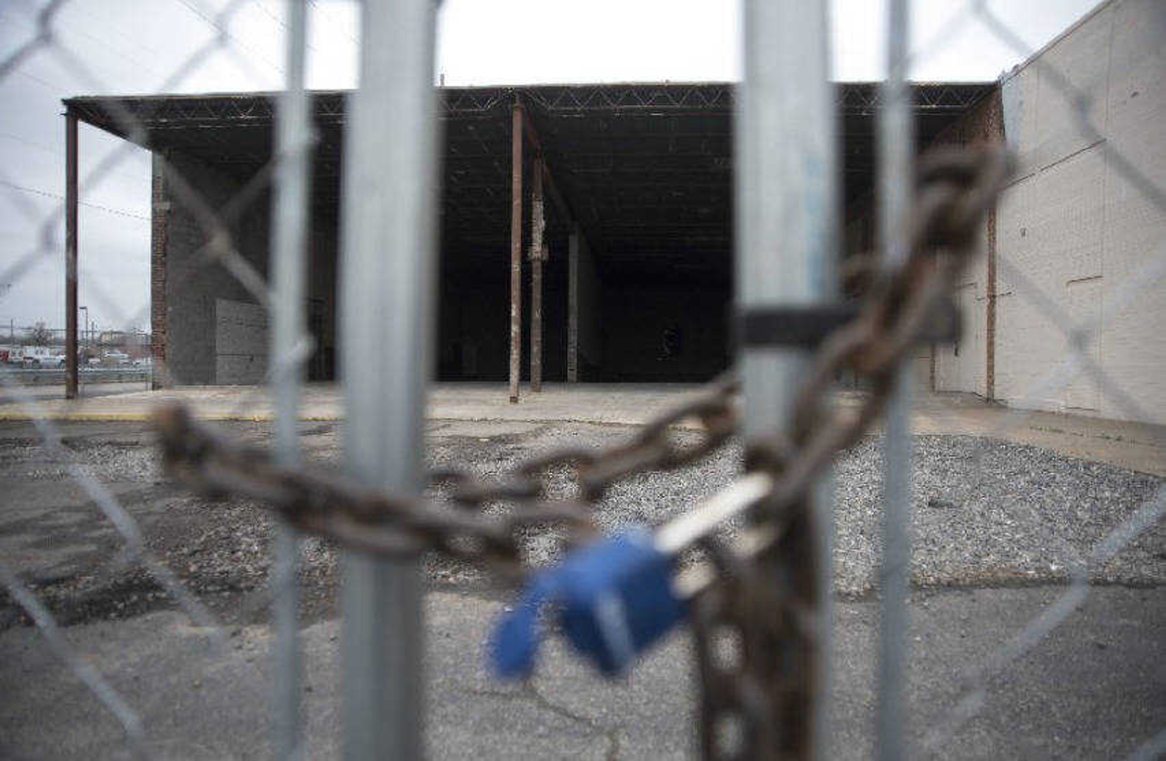 Construction to the former AMC Town Plaza 5 building Tuesday in Cape Girardeau that will be a Harbor Freight Tools.
