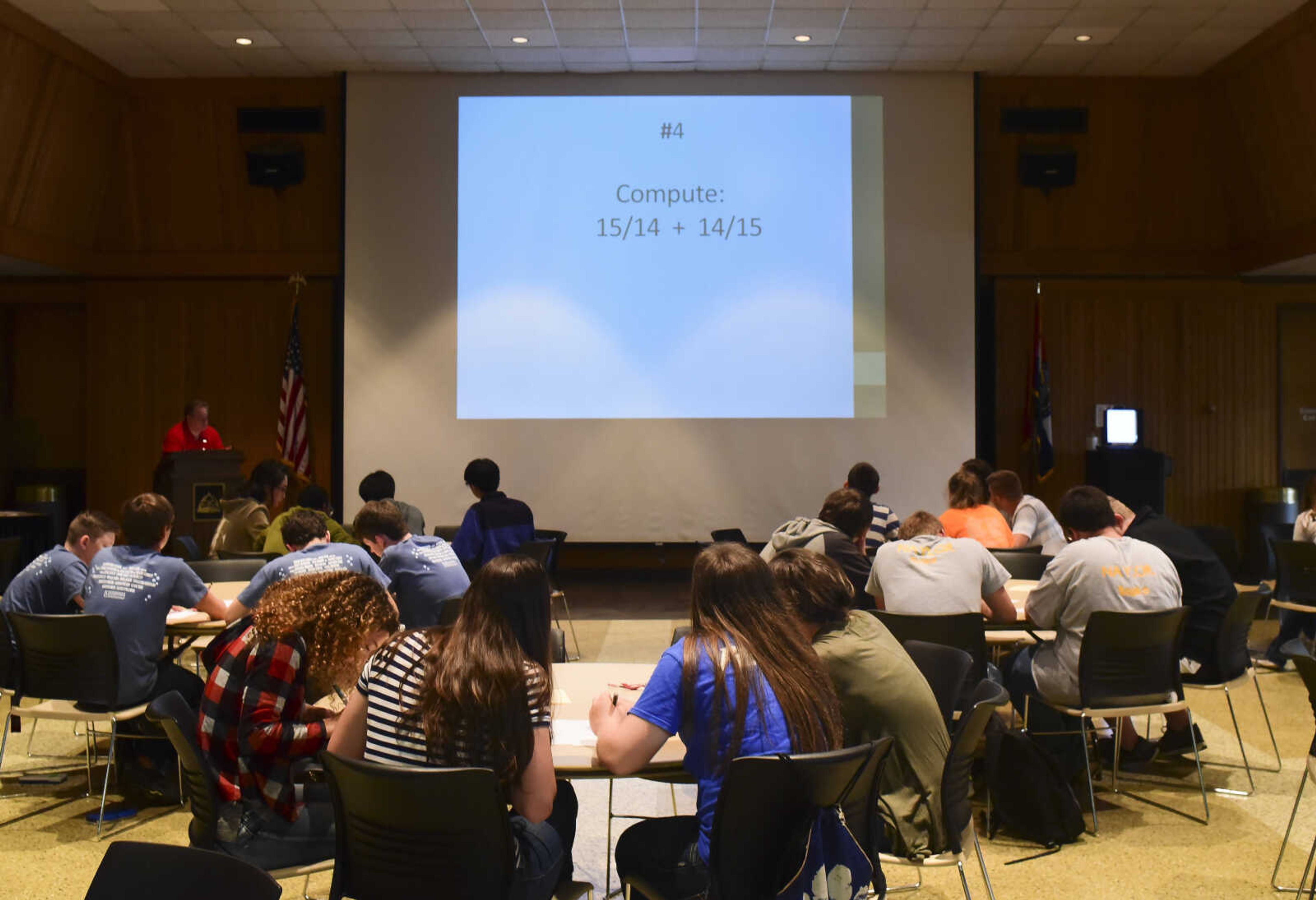 Students compete in the problem-solving event during the 40th annual Math Field Day Tuesday, April 18, 2017 at the University Center on the campus of Southeast Missouri State University in Cape Girardeau.