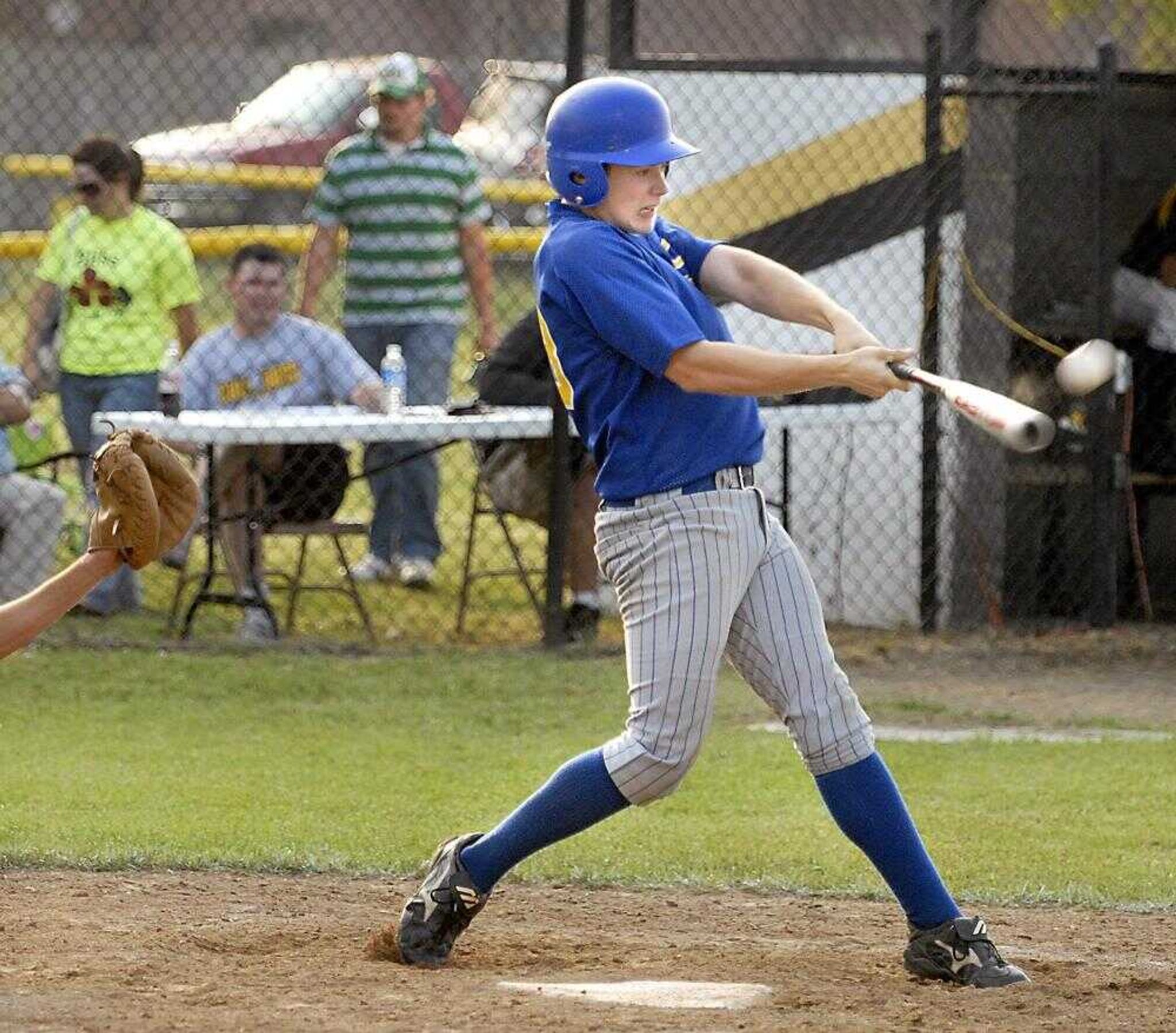 Scott City's Clayton Hall hit a double against South Pemiscot during their sectional game Wednesday in Steele, Mo. (Kit Doyle)