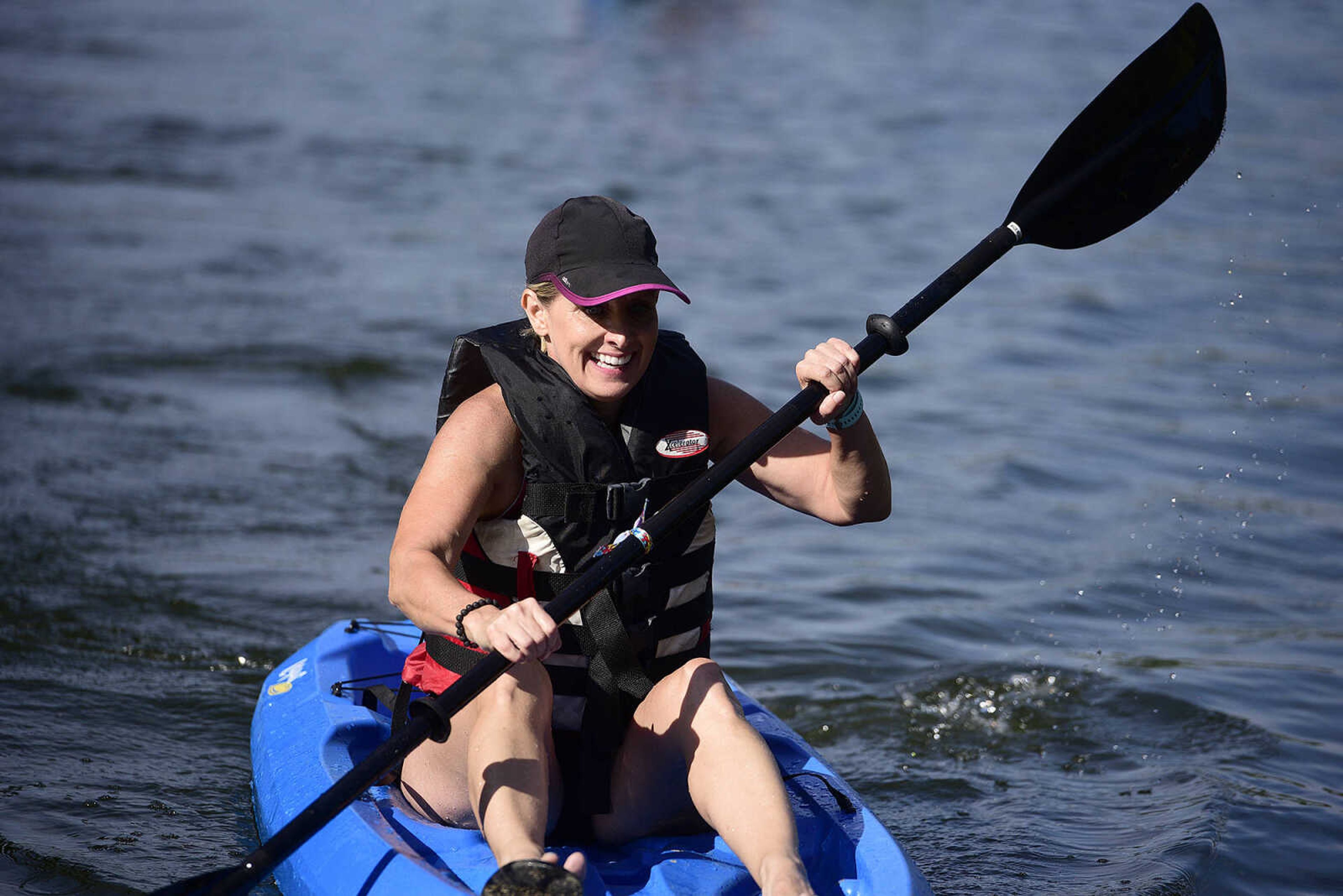 People kayak on Lake Boutin during the first ever St. Jude Heroes Yak 'n Run on Saturday, Aug. 26, 2017, at Trail of Tears State Park. All proceeds from the event support St. Jude Children's Research Hospital