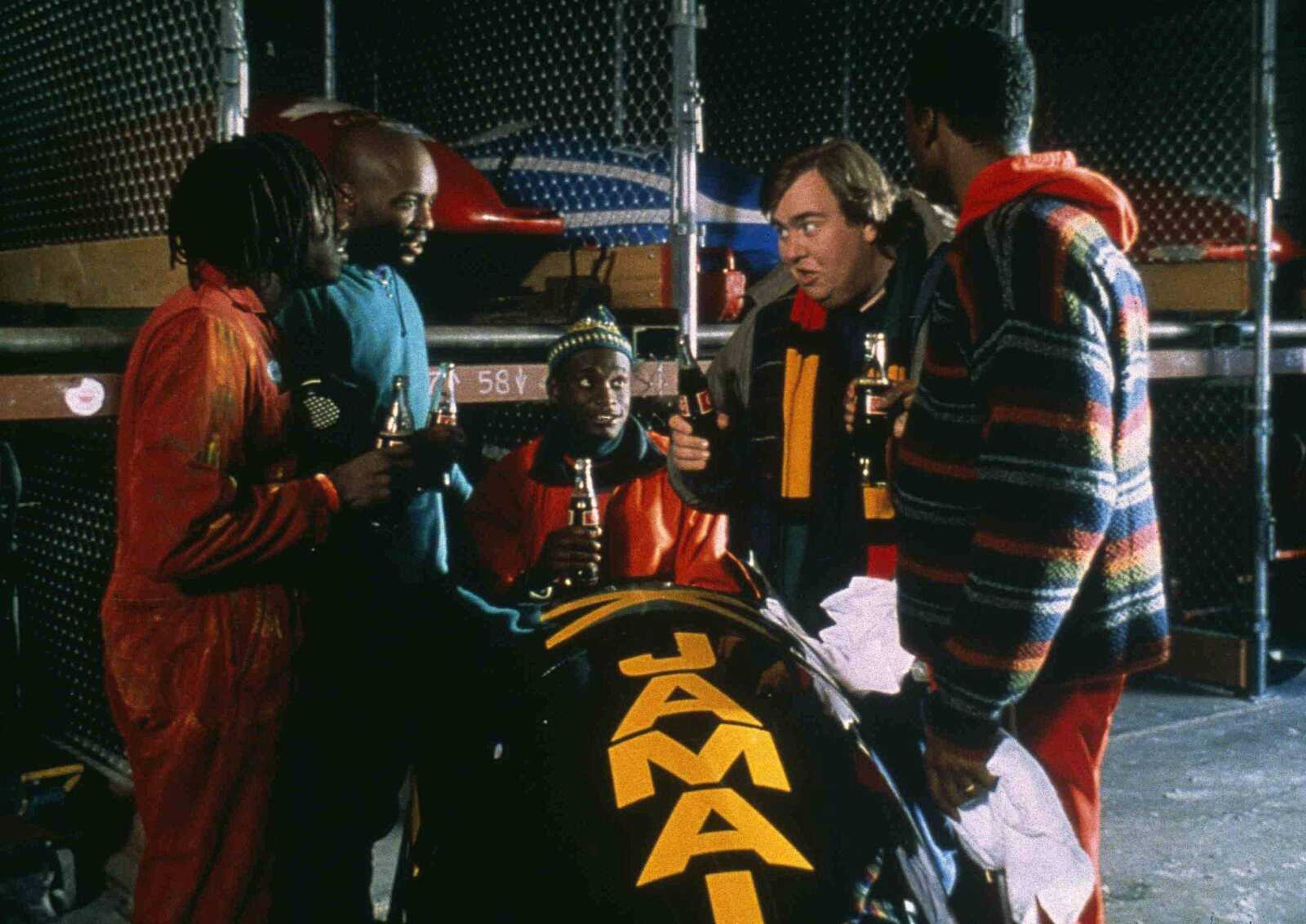 In this image released by Fox, from left, Doug E. Doug, Malik Yoba, Rawle D. Lewis, John Candy and Leon are shown in a scene from "Cool Runnings." (AP Photo/Fox)