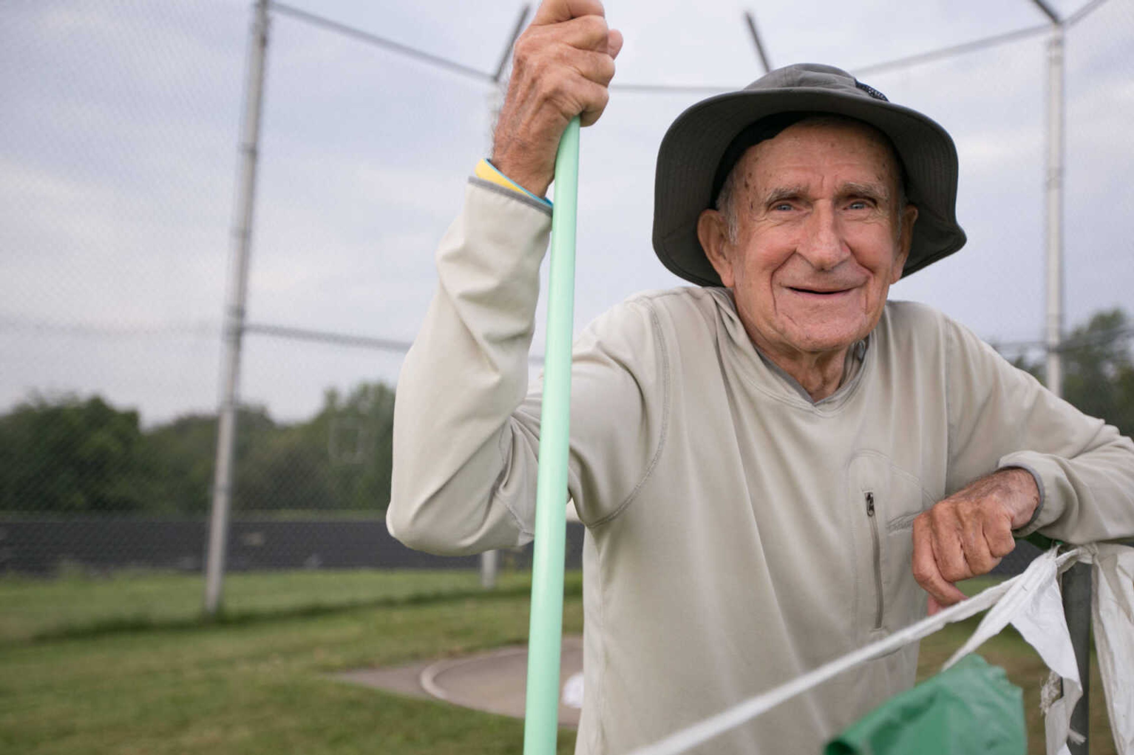 GLENN LANDBERG ~ glandberg@semissourian.com

Bob Maschal, 88, waits for his turn to throw the javelin during the track and field portion of the Southeast Missouri Senior Games in Perryville, Missouri Saturday, Aug. 22, 2015.