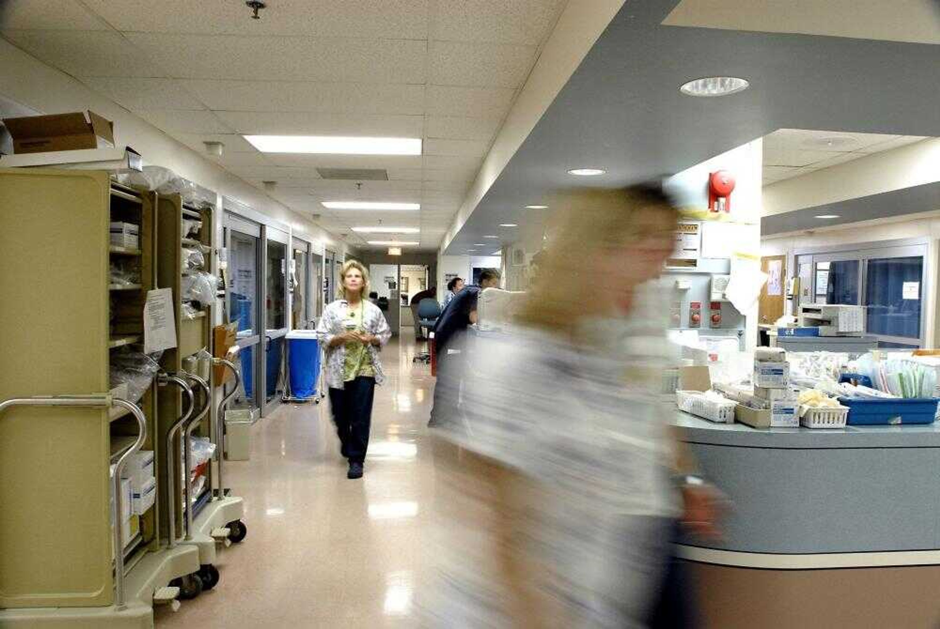 Emergency rooms workers hustled around the Southeast Missouri Hospital emergency room Aug. 10. (Southeast Missourian file photo)