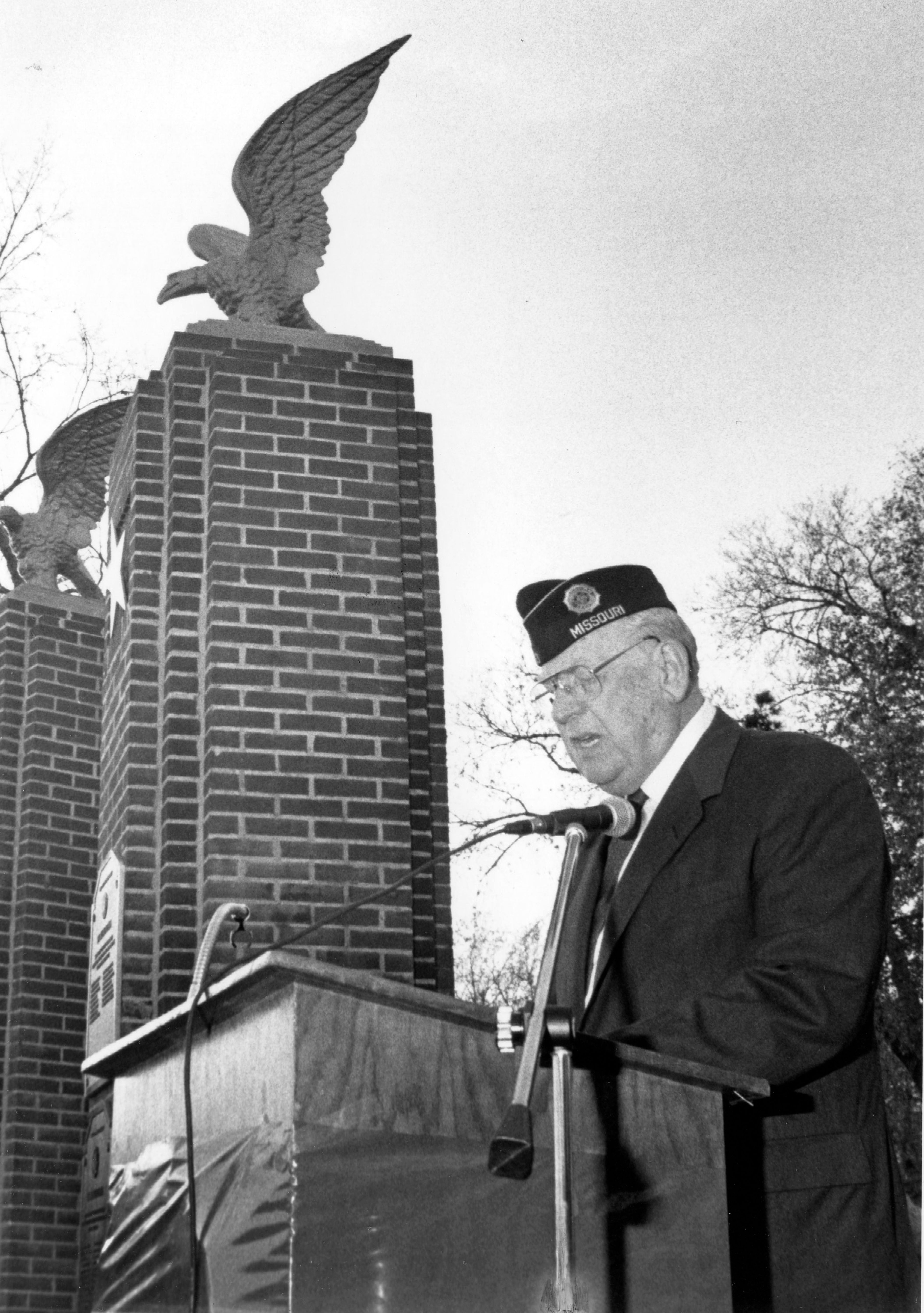 Retired Missouri Army National Guard Brig. Gen. Narvol Randol speaks at a Veterans Day program in 1990 at Freedom Corner in Capaha Park. Randol passed away in 1999.